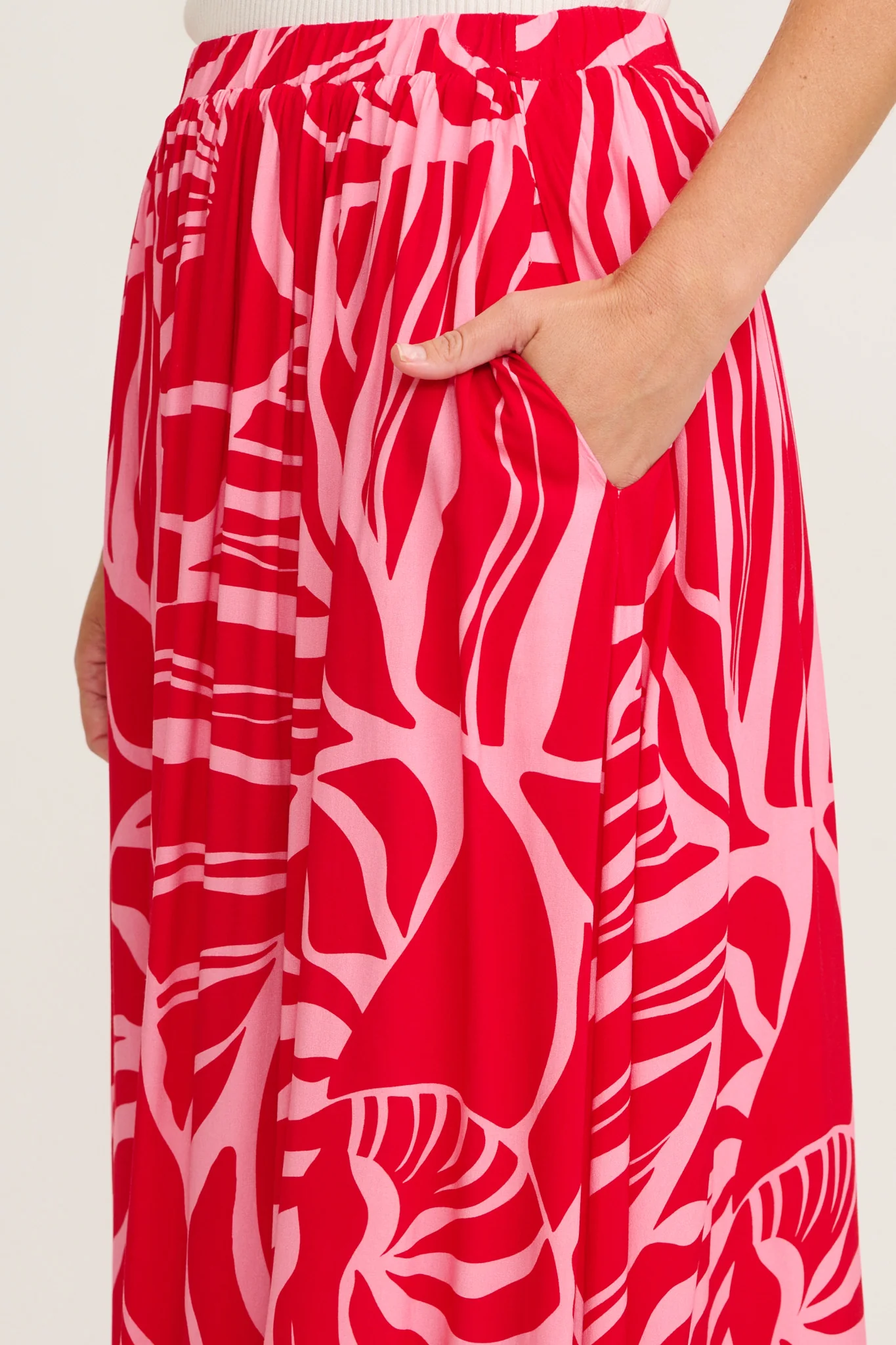 Julianna Maxi Skirt in Red with Pink Print - Image 10