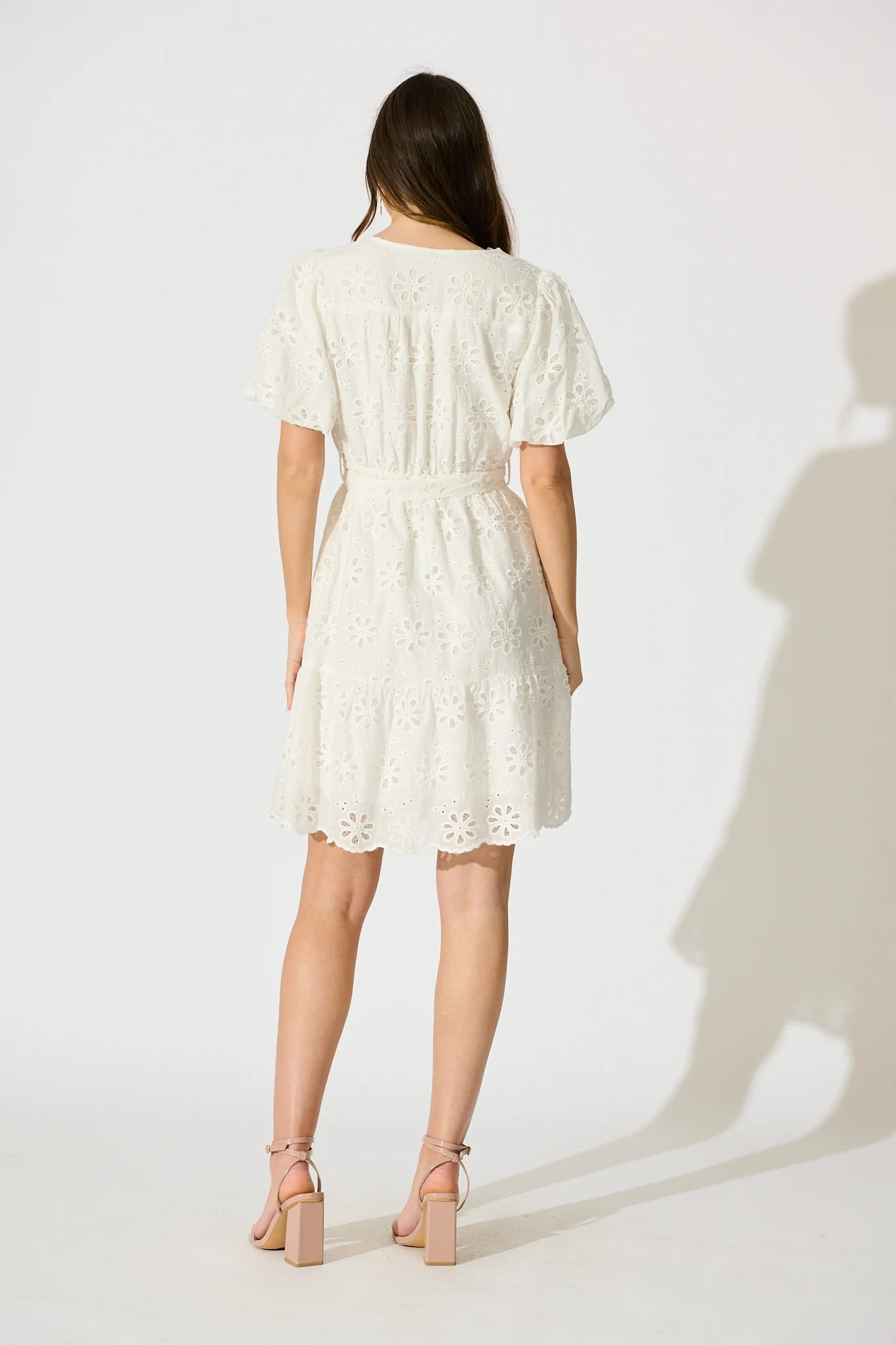 Juliette Dress in White Broderie Cotton - Image 4