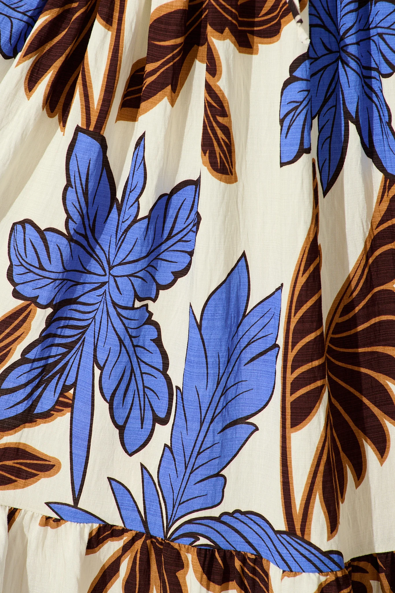 Juna Maxi Dress in Blue with Brown Leaf Print - Image 8