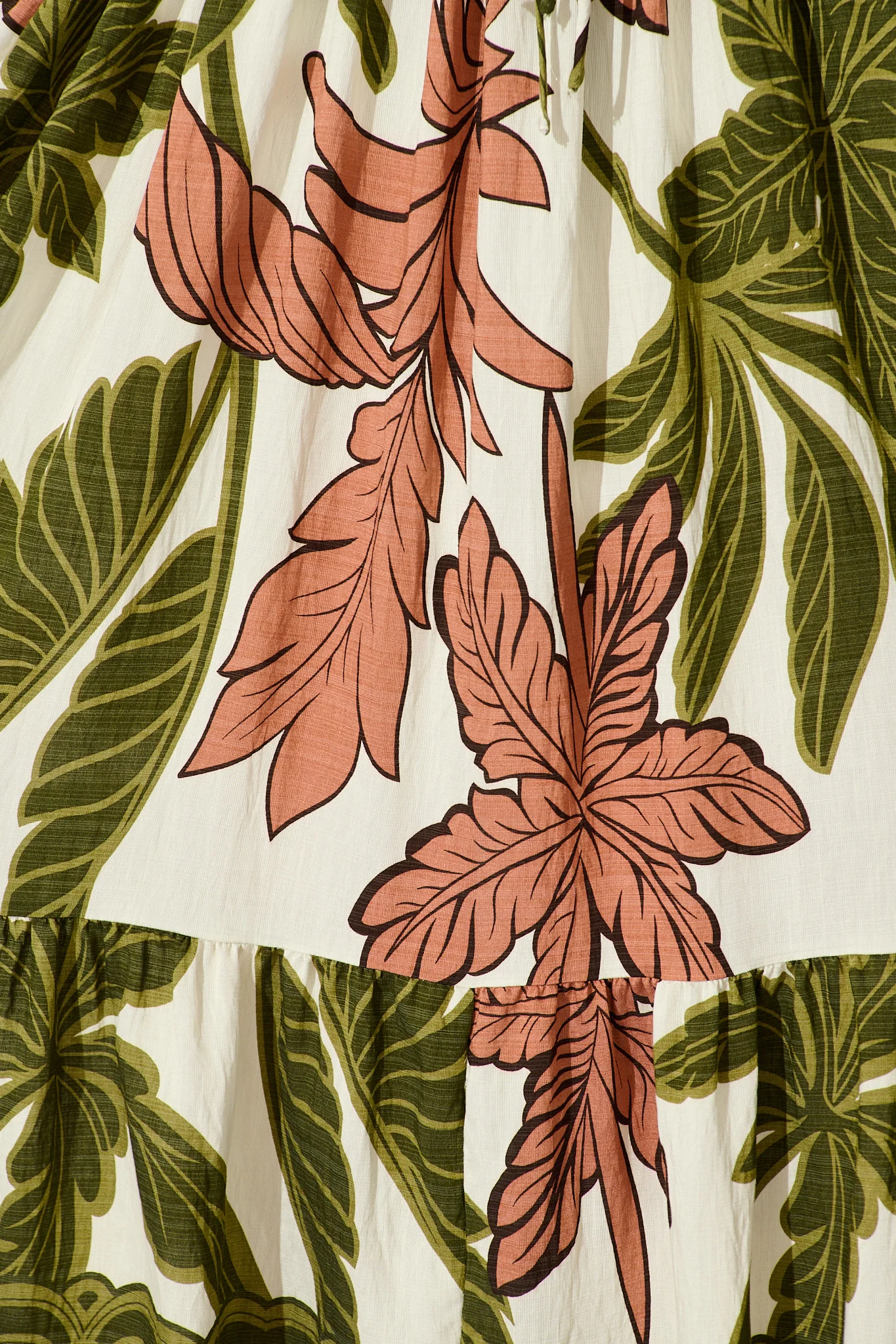 Juna Maxi Dress in Green with Brown Leaf Print - Image 8