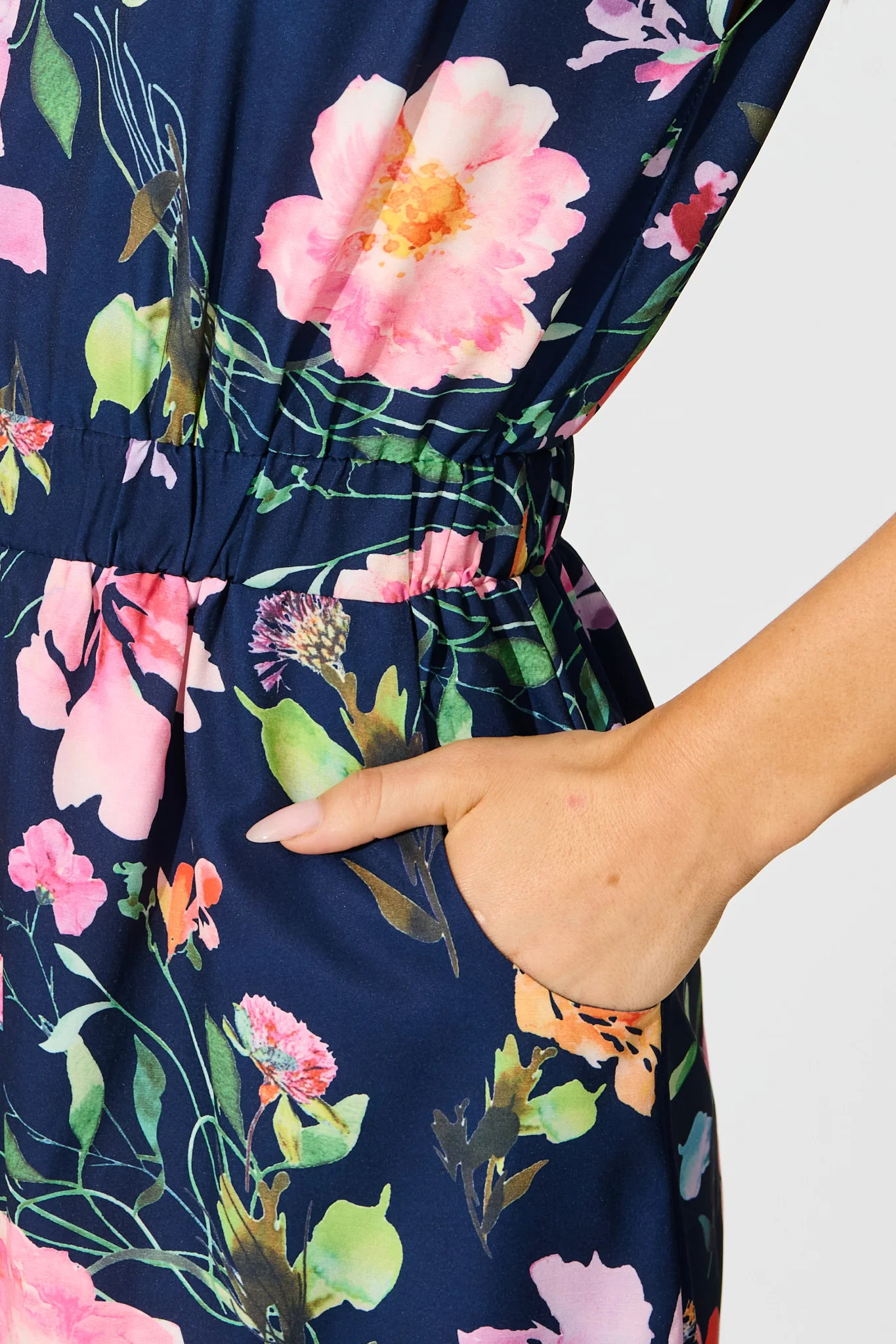 June Dress In Navy With Multi Floral Print - Image 5