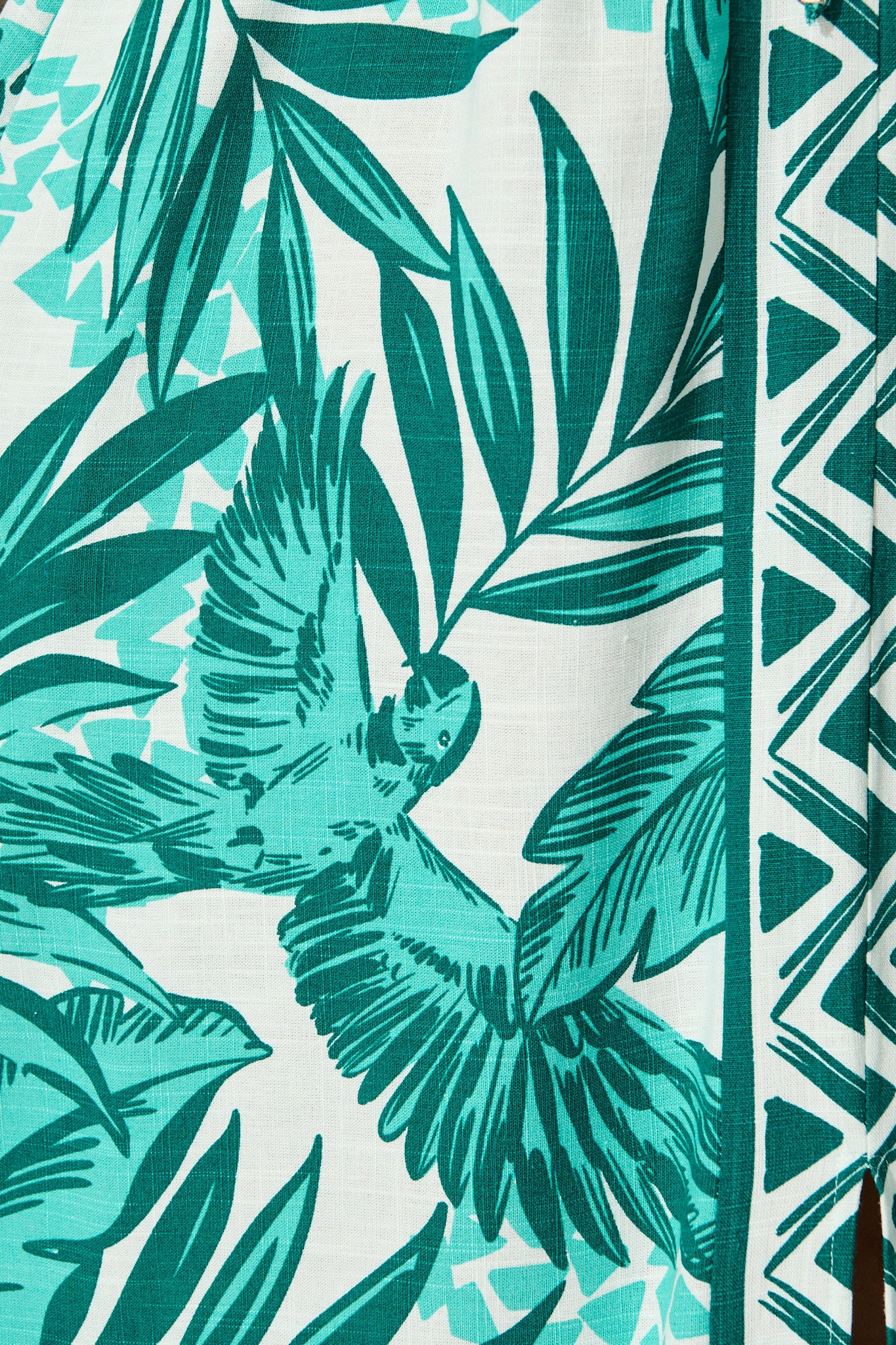 Juni Maxi Dress in Green and White Leaf Print Linen Blend - Image 6