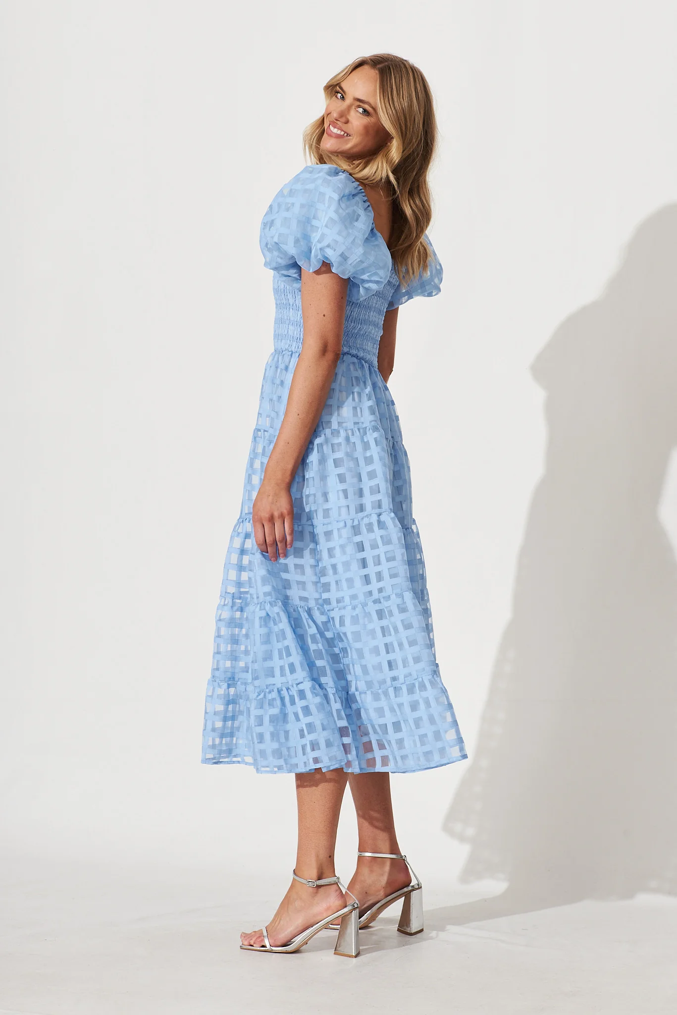 Kaitlyn Midi Dress In Sky Blue Organza - Image 3