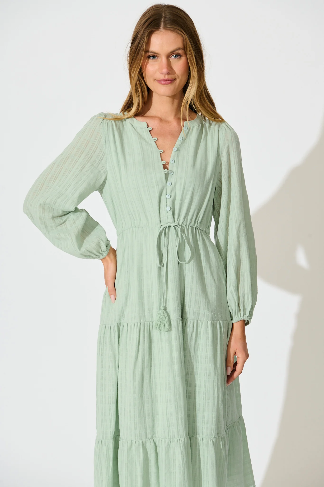 Kalami Midi Dress in Sage Cotton - Image 2