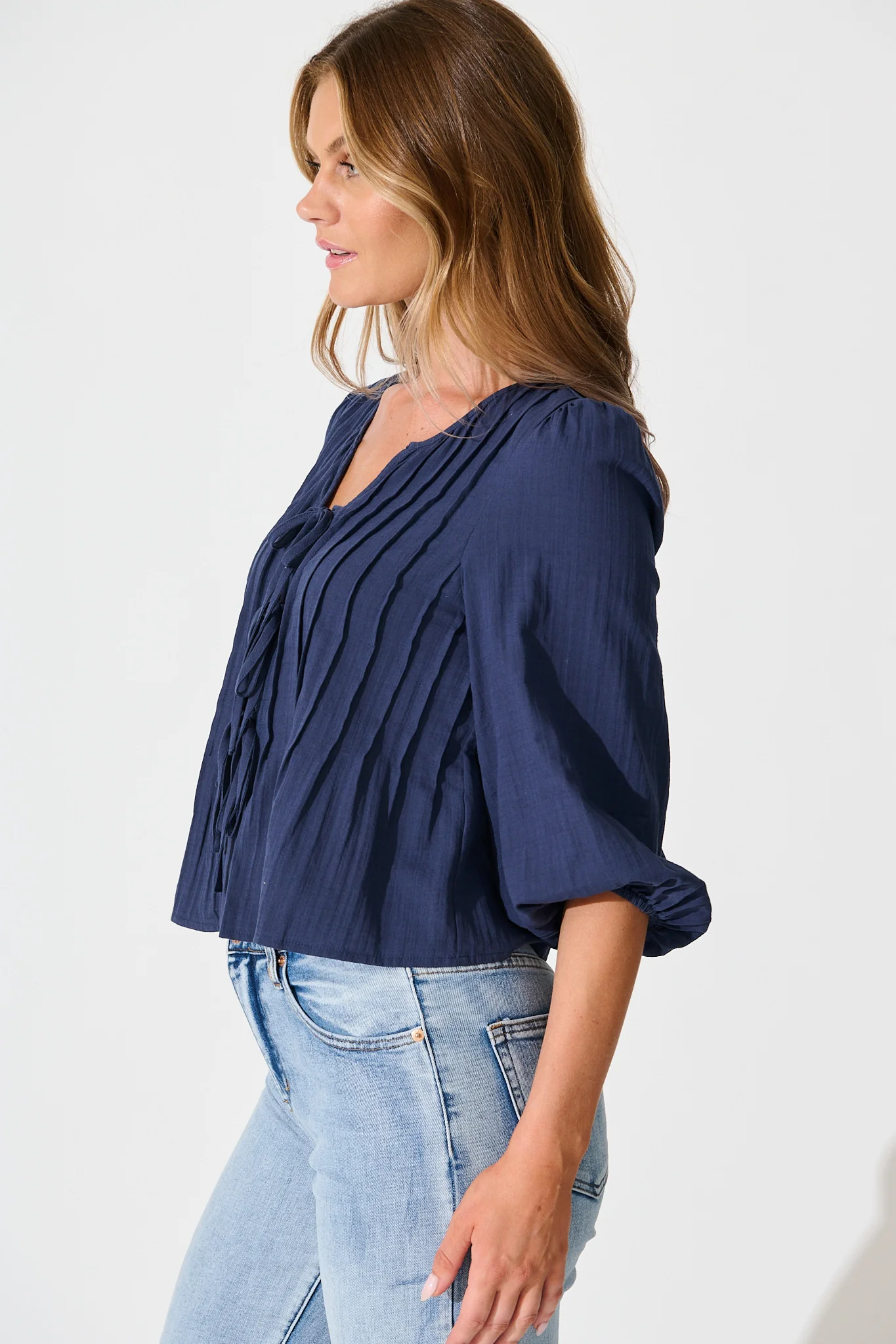Kalina Top in Navy Cotton - Image 2