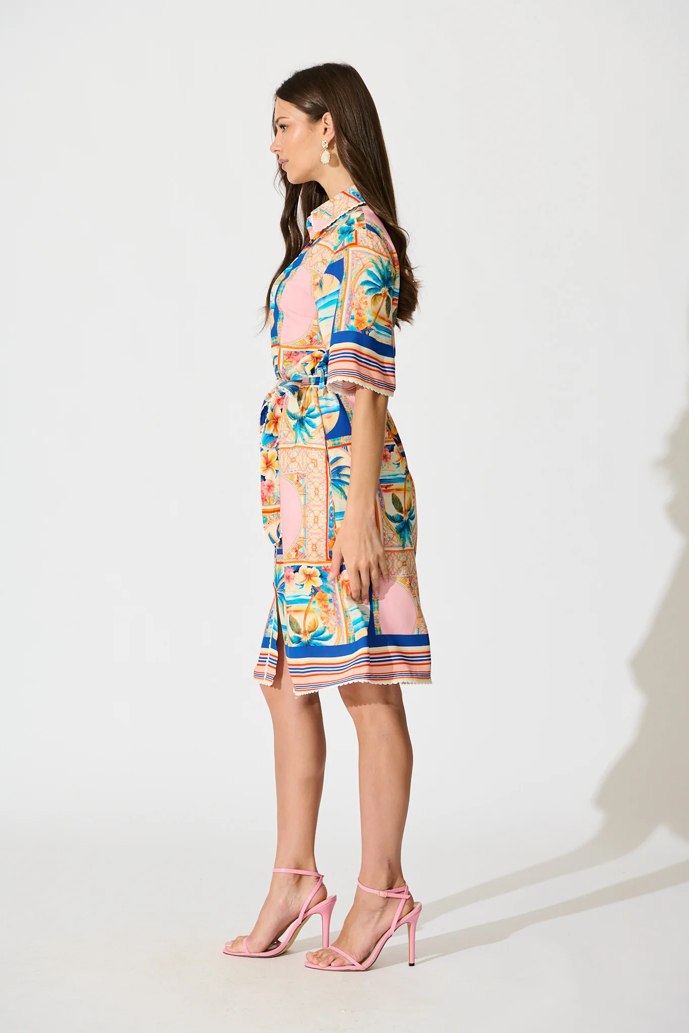 Kalya Shirt Dress in Multi Palm Print - Image 3