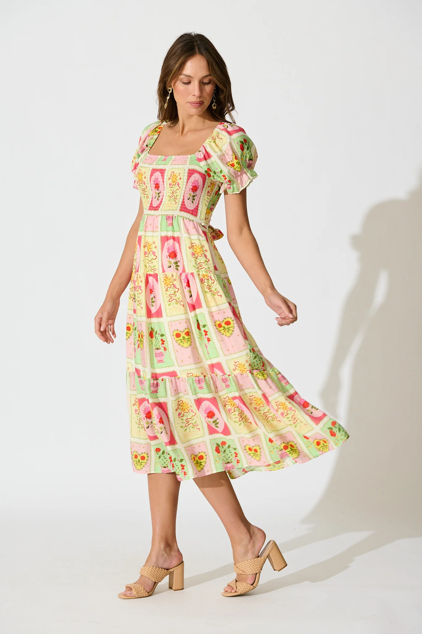 Kansis Midi Dress in Multi Floral Conversational Print - Image 4