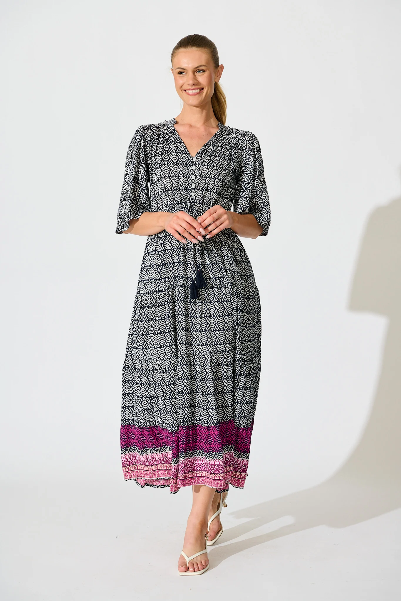 Kastor Maxi Dress in Navy Multi Print