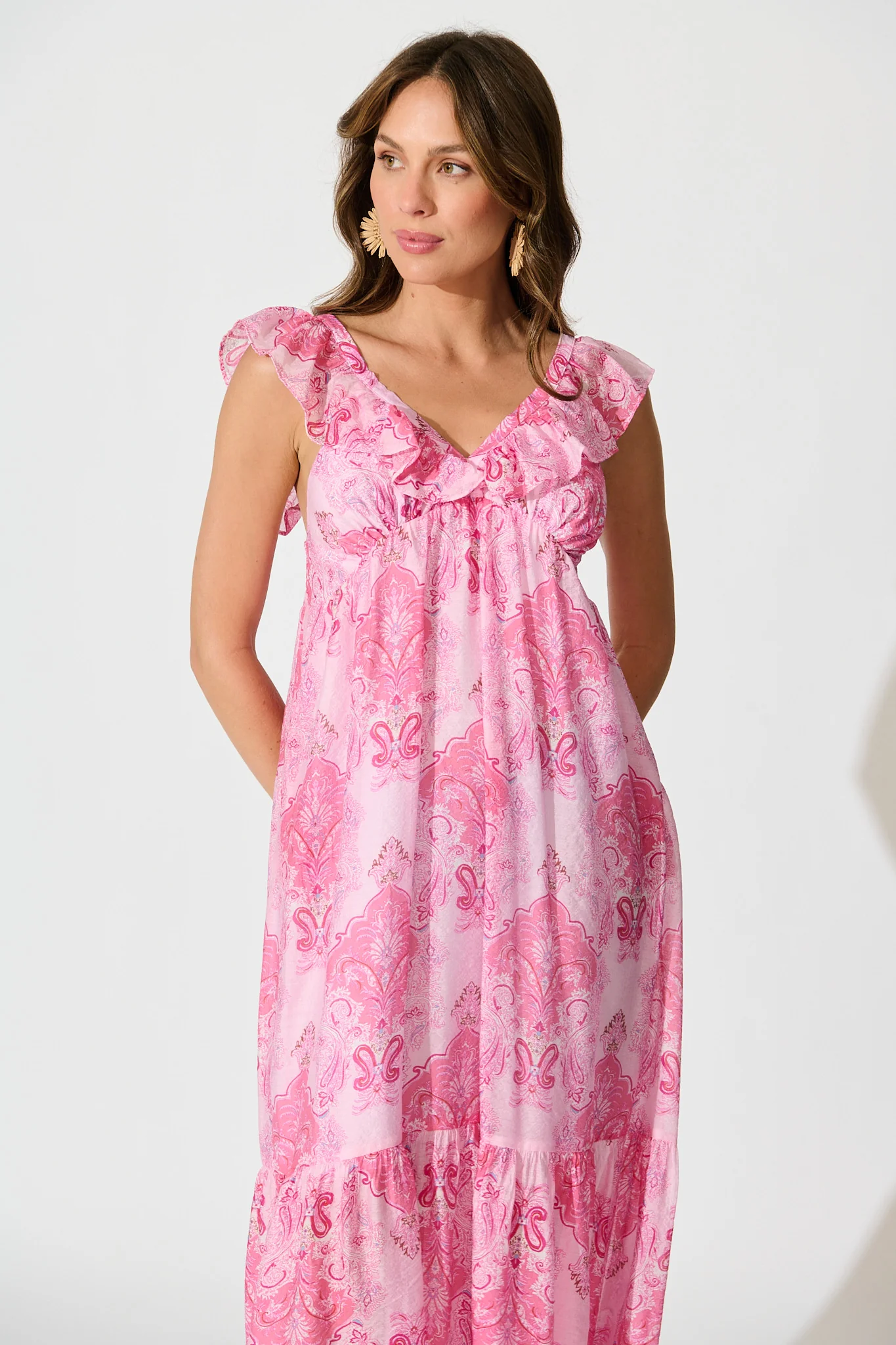 Katriel Maxi Dress in Pink Paisley - Image 2