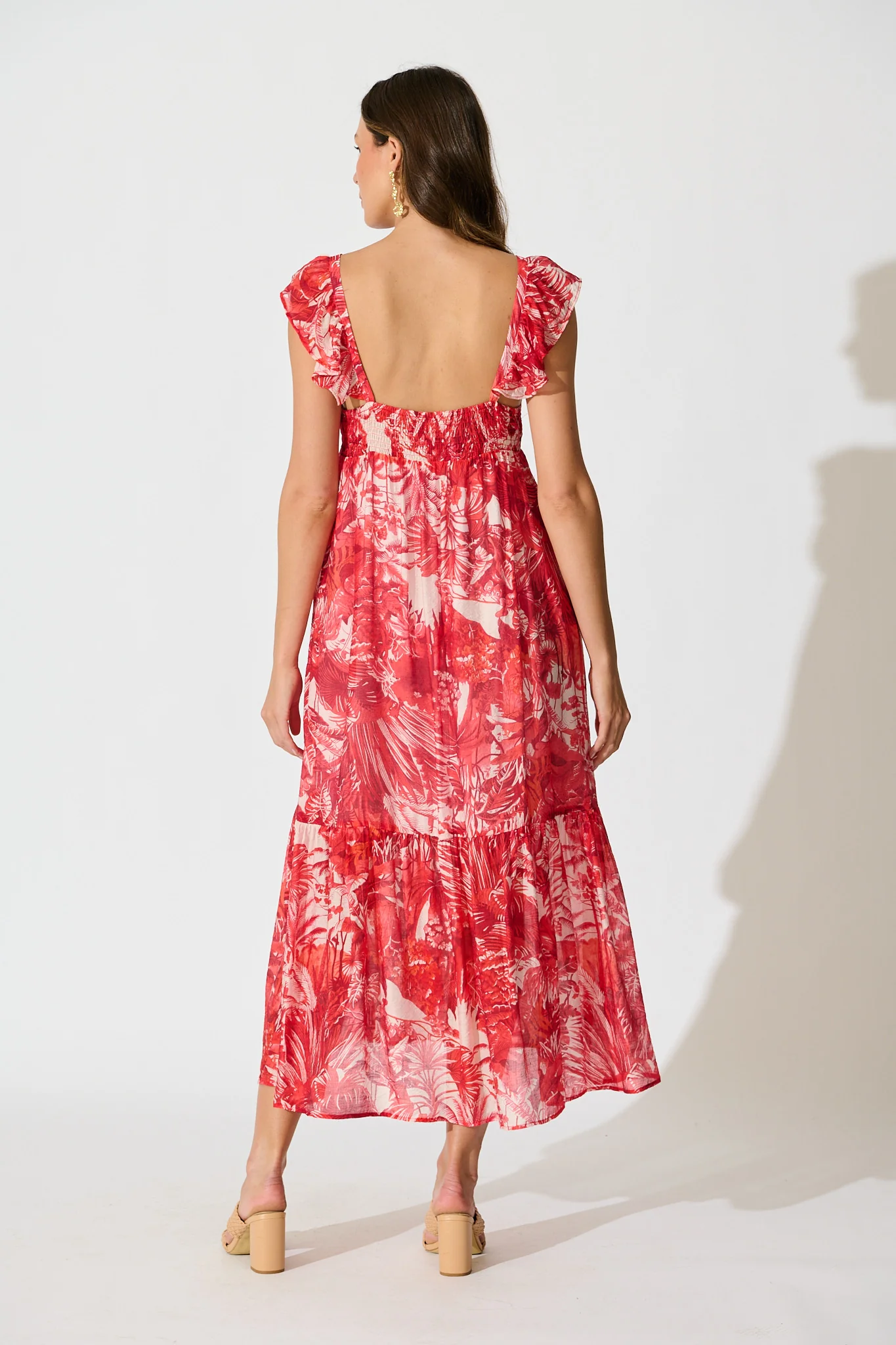 Katriel Maxi Dress in Red Paisley Cotton Blend - Image 4