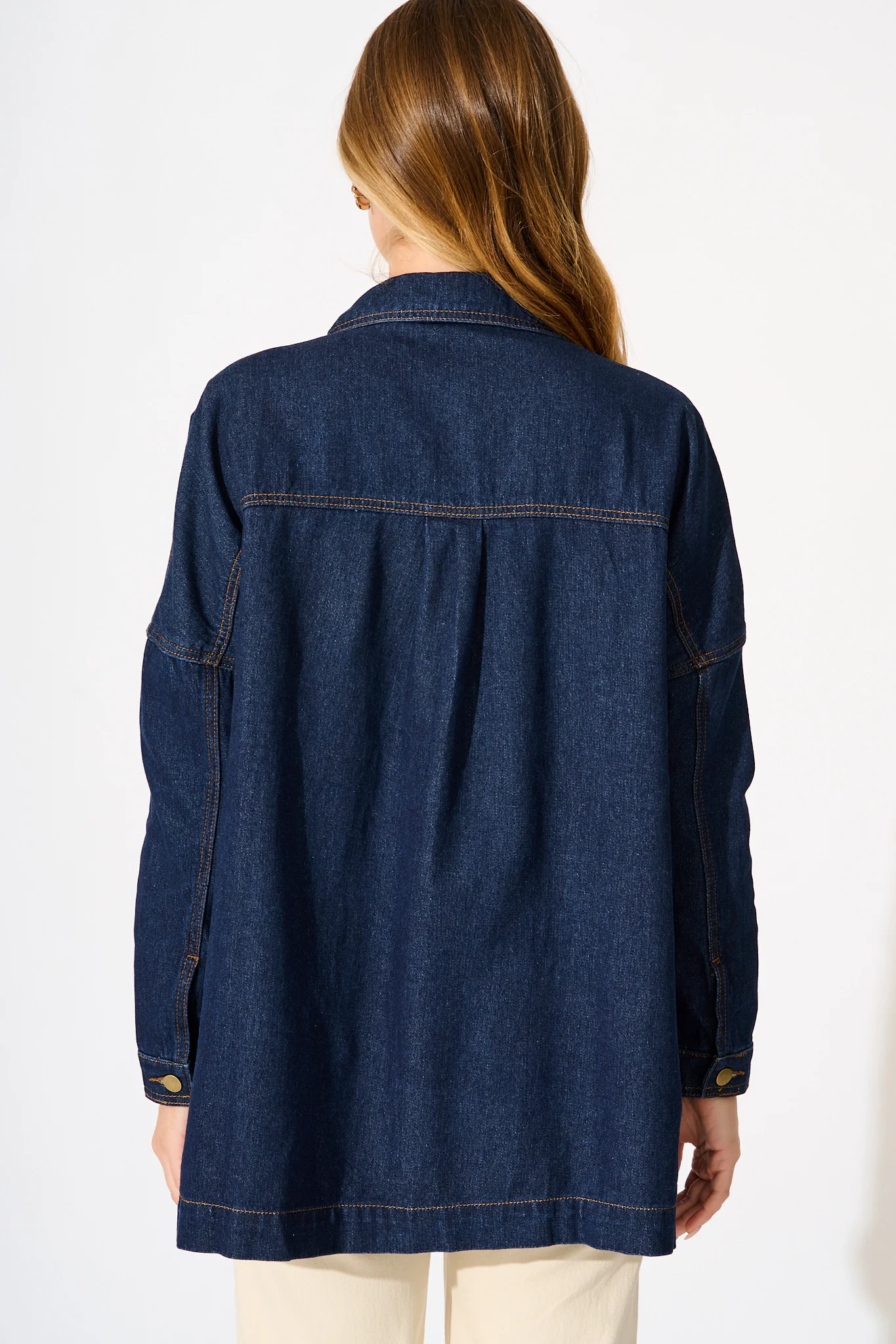 Katya Shacket in Dark Blue Denim - Image 3