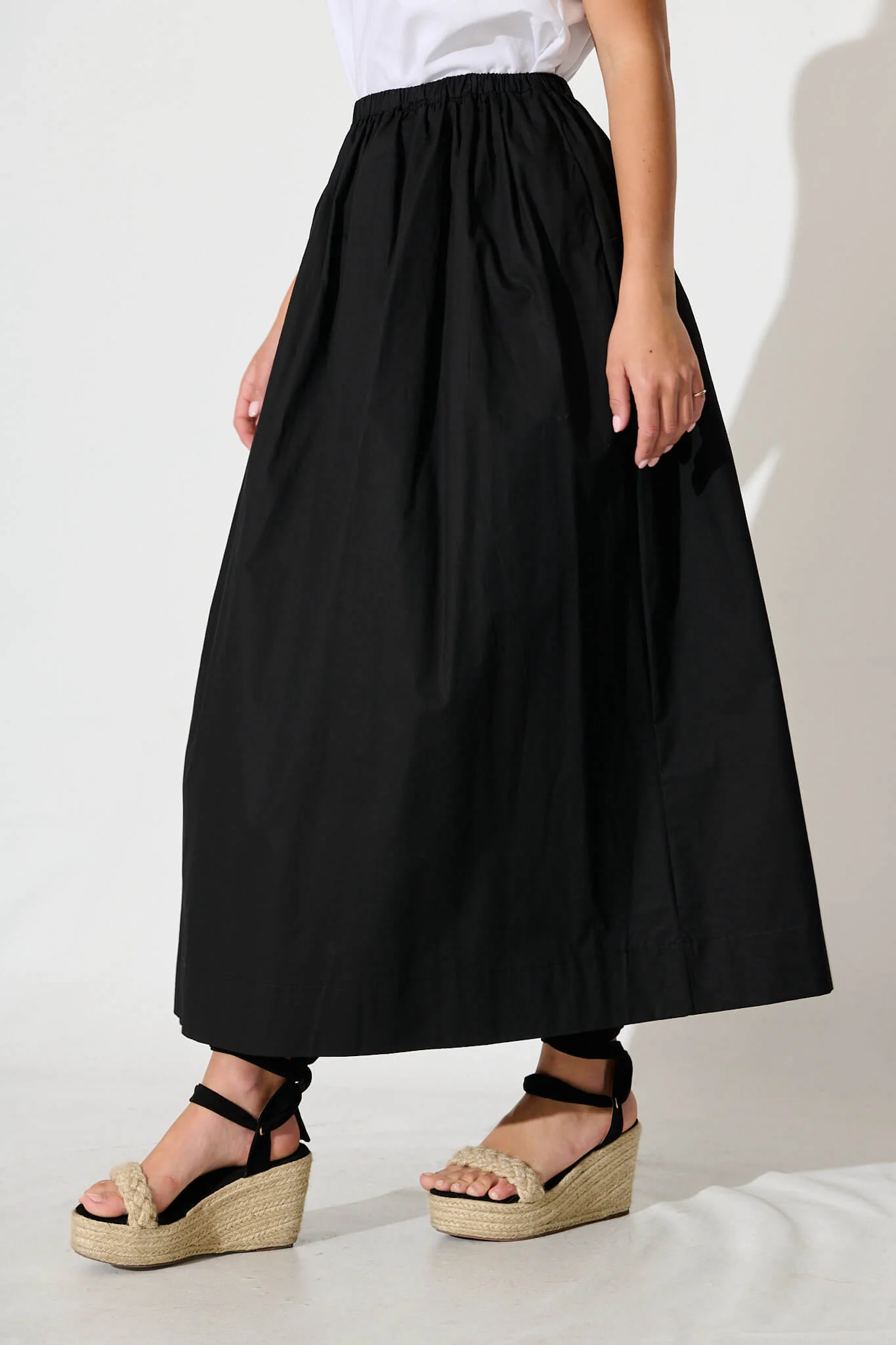 Keeney Maxi Skirt in Black Cotton - Image 2