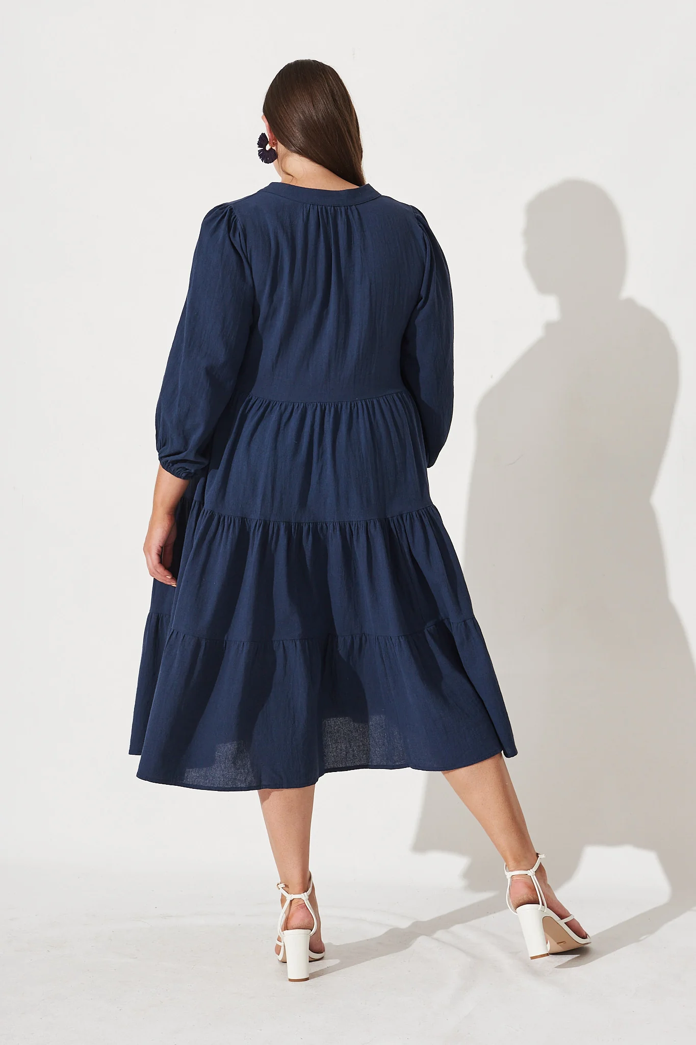 Kehlana Tiered Smock Dress In Navy - Image 9