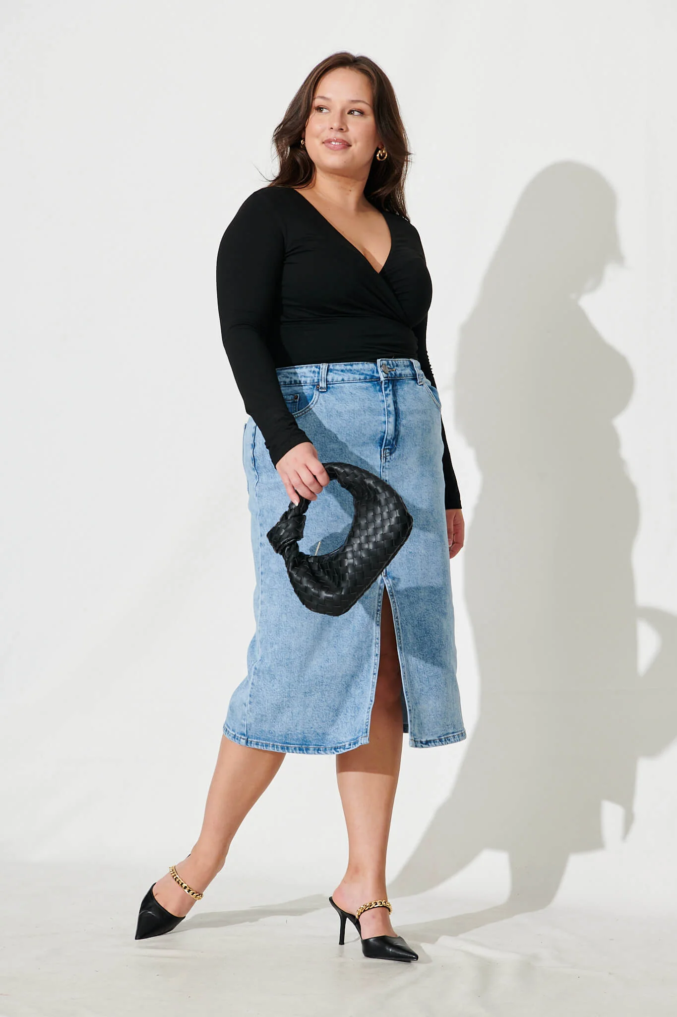 Kennedi Mock Wrap Top In Black Jersey - Image 6