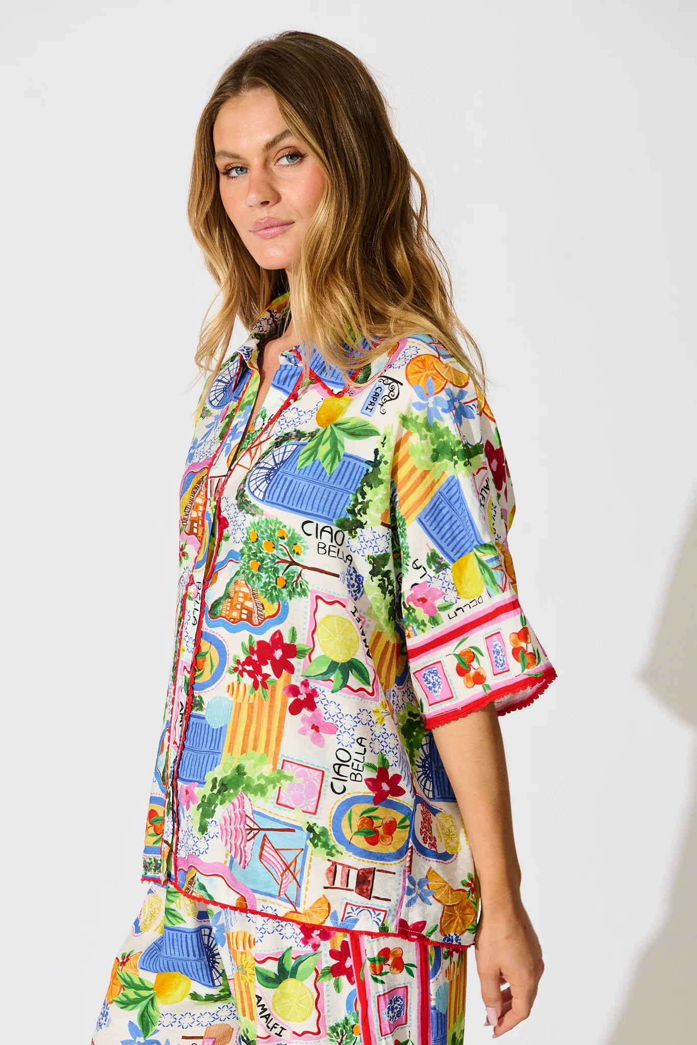 Kimberly Shirt in White With Multi Print - Image 4