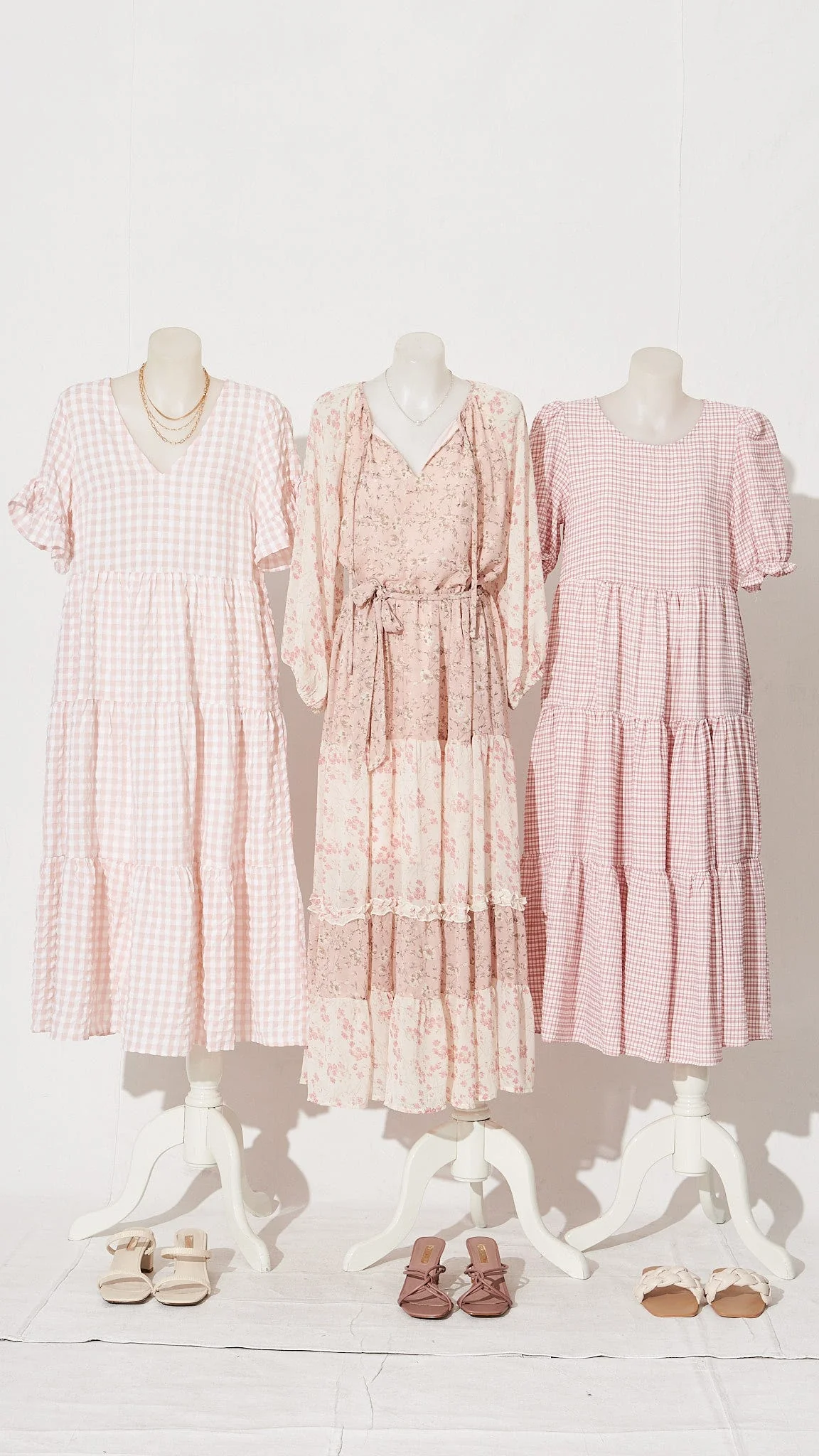 Kristen Midi Smock Dress In Blush Gingham - Image 7