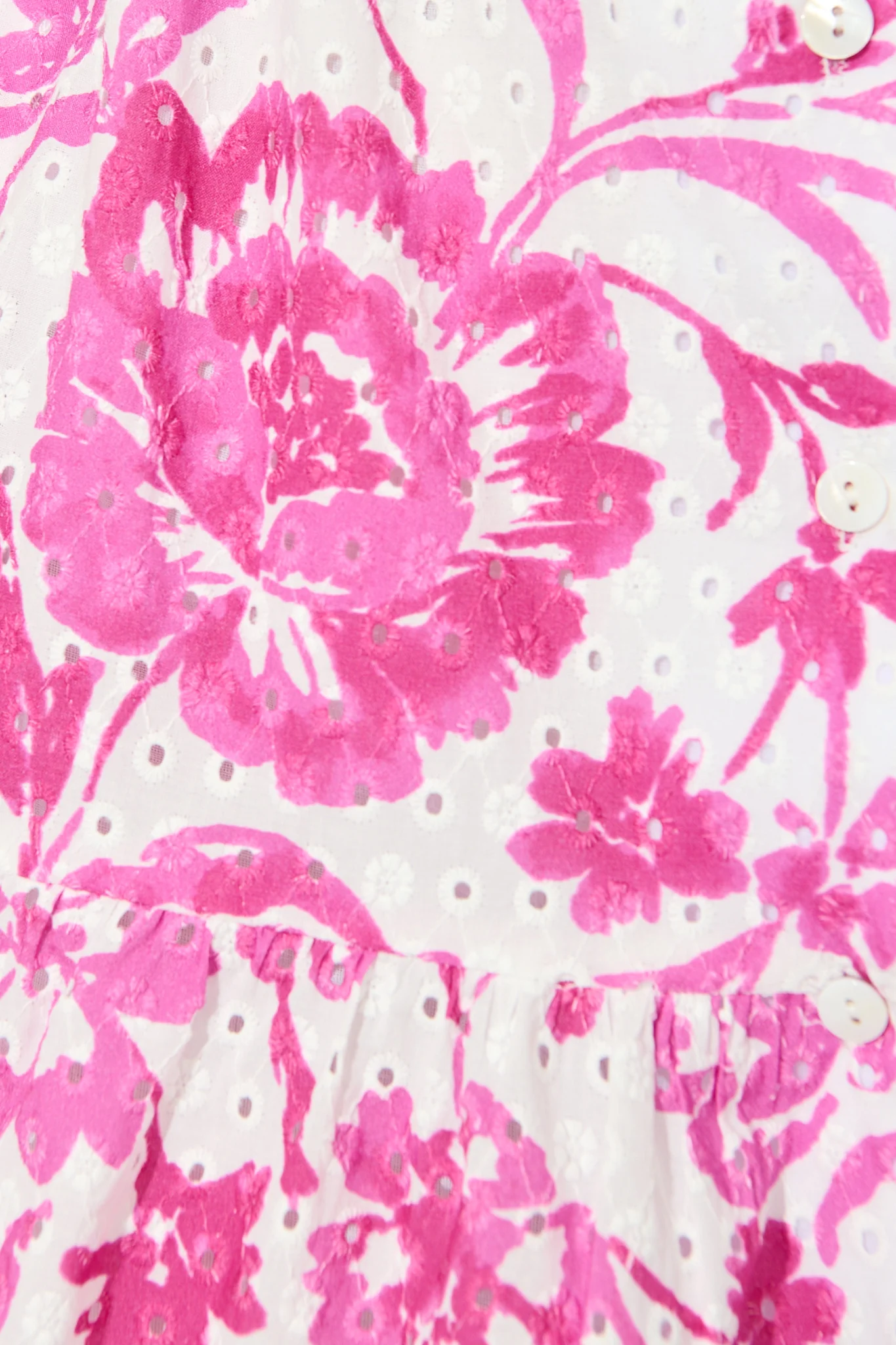 Kylea Shirt Dress in White with Pink Floral Embroidery - Image 6