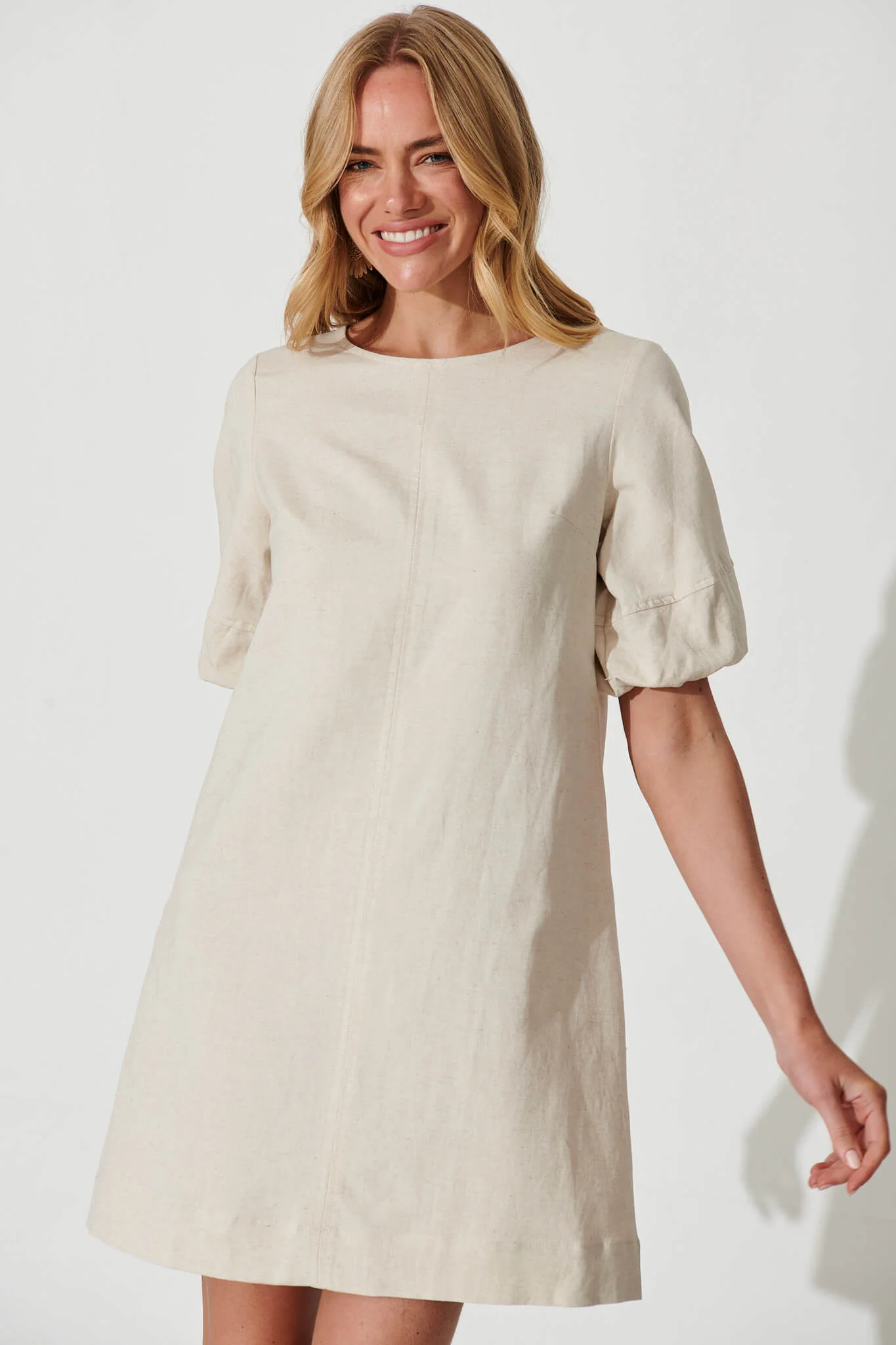 Kyoto Dress In Oatmeal Cotton Linen - Image 2