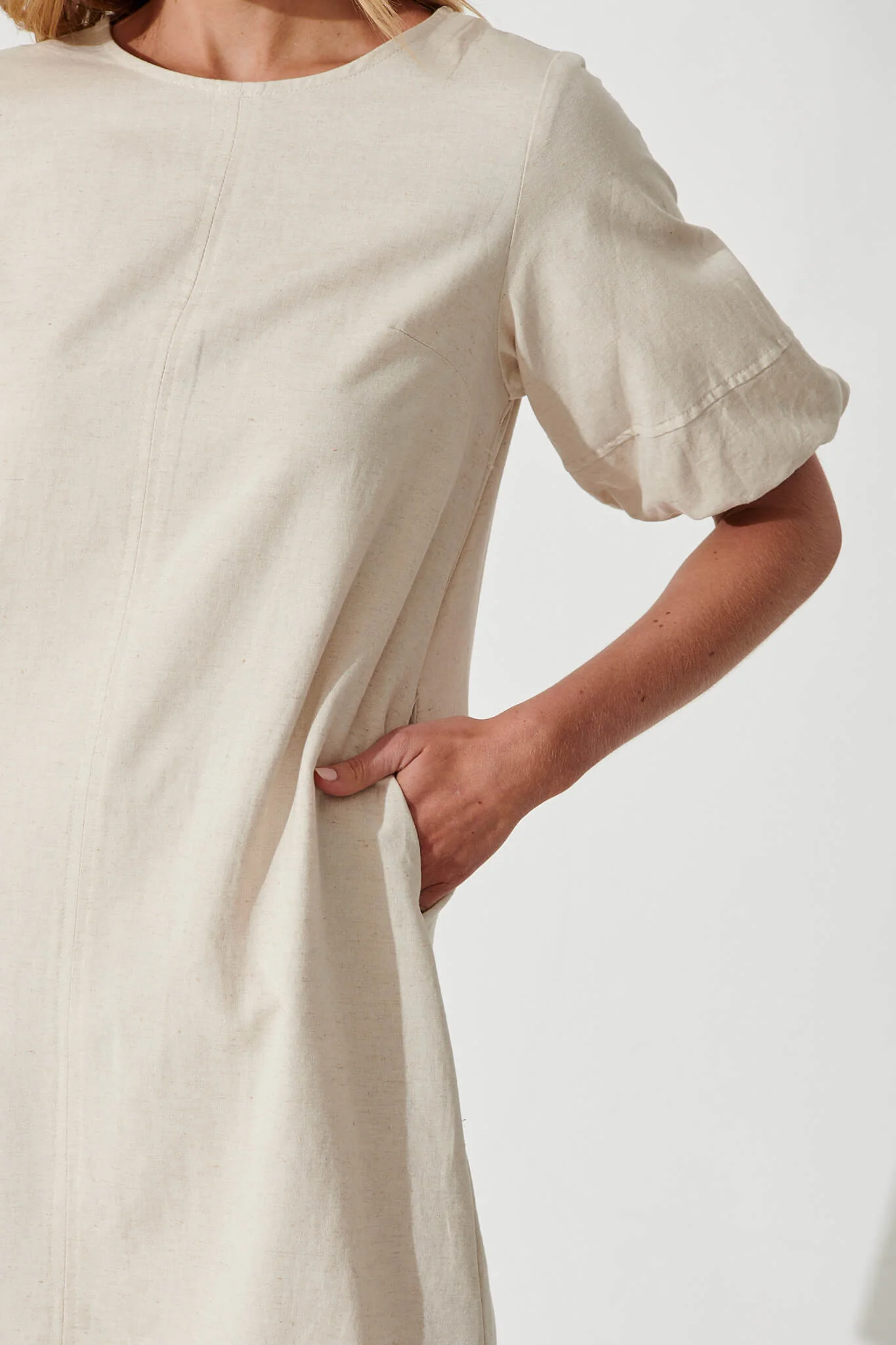 Kyoto Dress In Oatmeal Cotton Linen - Image 5