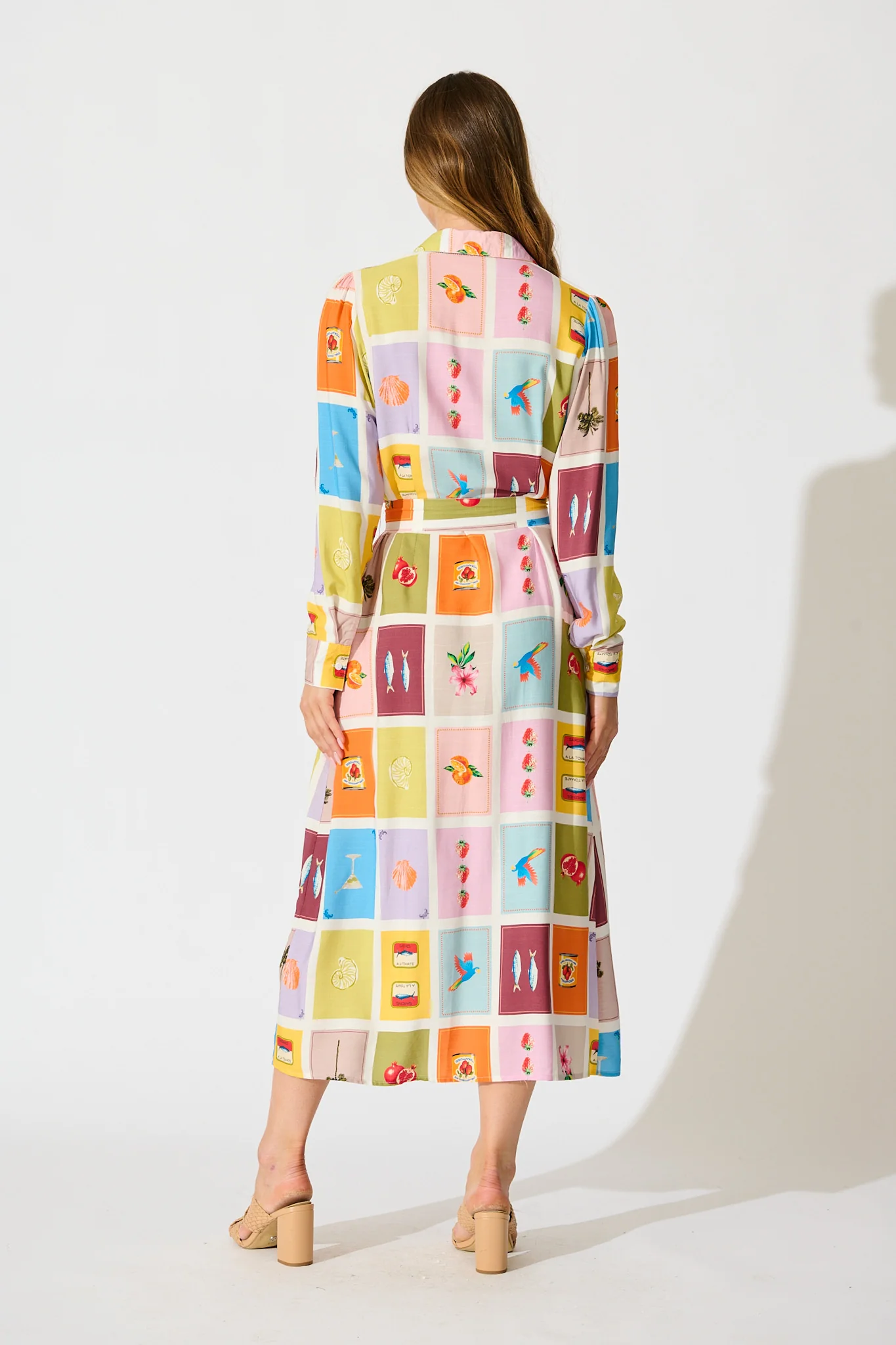La Dolce Vita Maxi Shirt Dress in Multi Conversational Print - Image 4