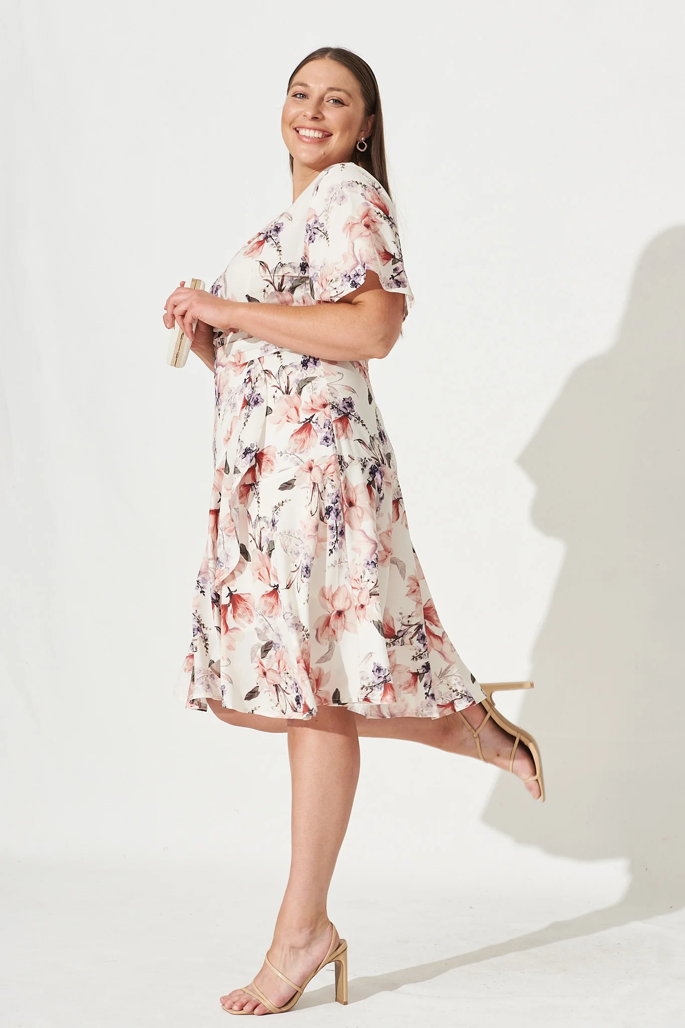Lacey Wrap Dress In Cream Floral - Image 8