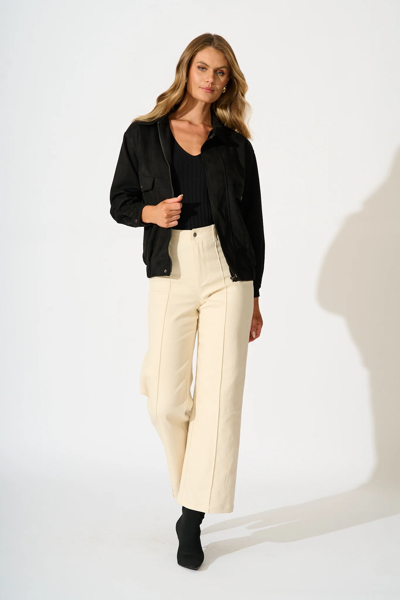 Laney Jacket in Black Suedette - Image 4