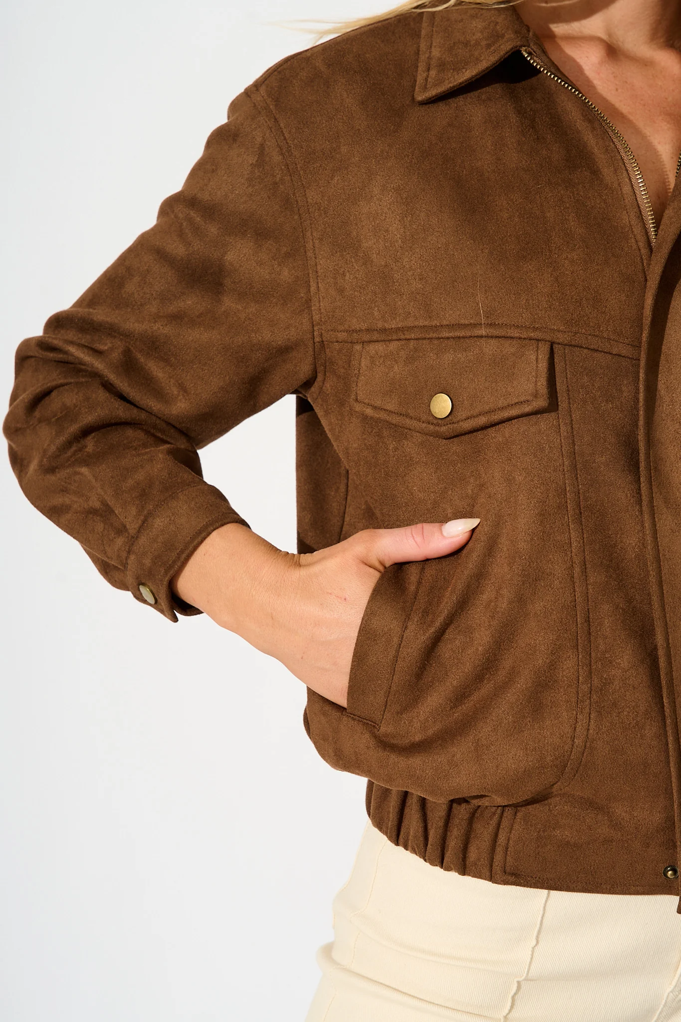 Laney Jacket in Tan Suedette - Image 5