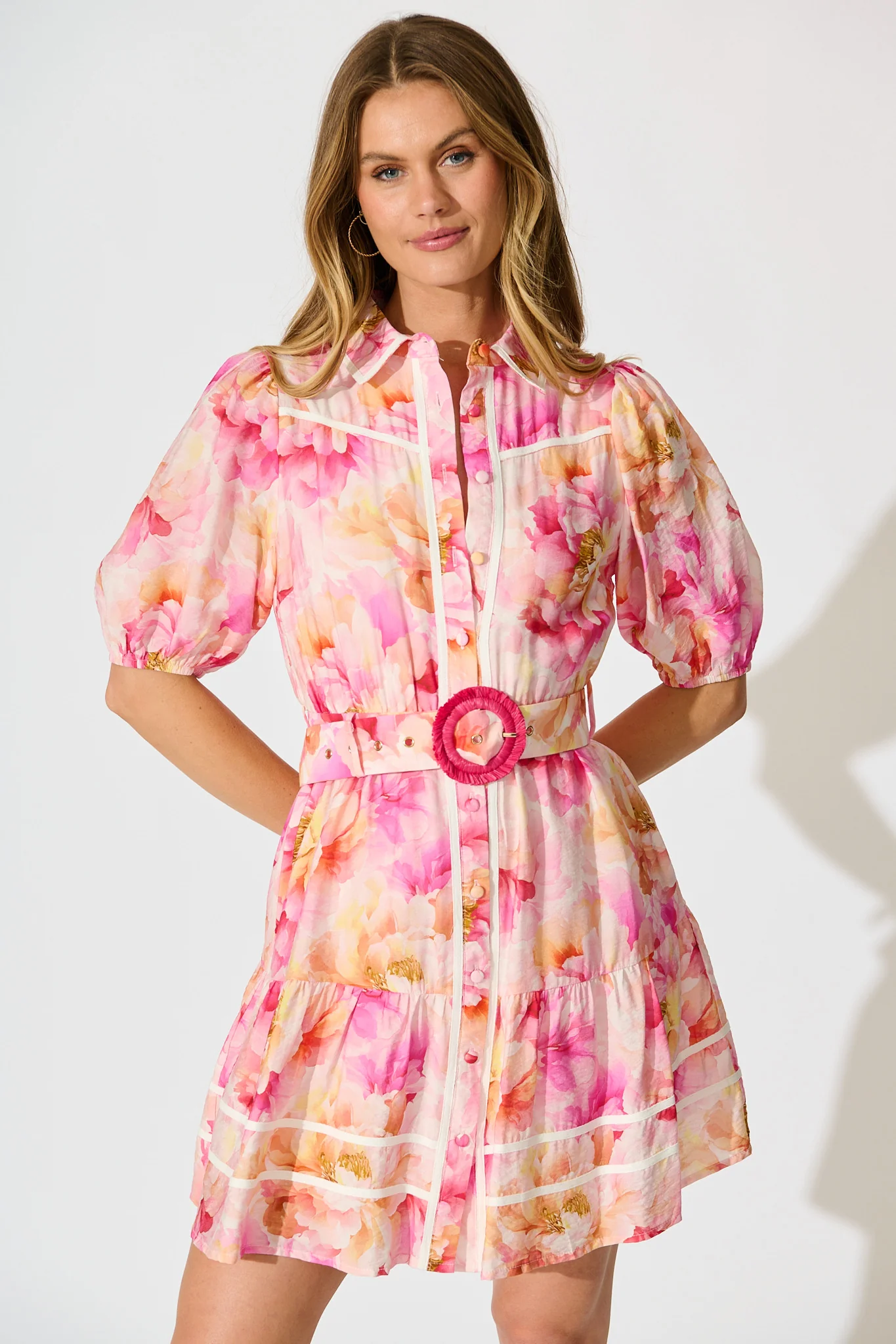 Laoise Shirt Dress in Pink Floral - Image 2