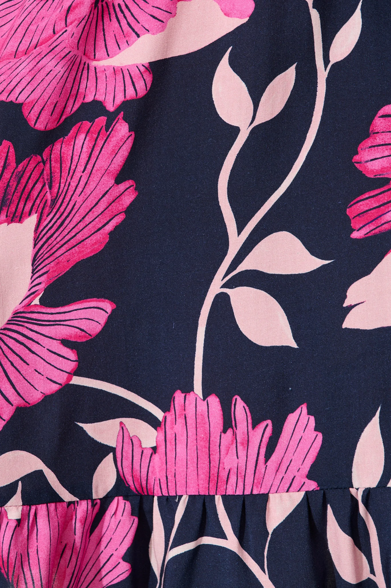 Lara Dress In Navy with Pink Floral - Image 6