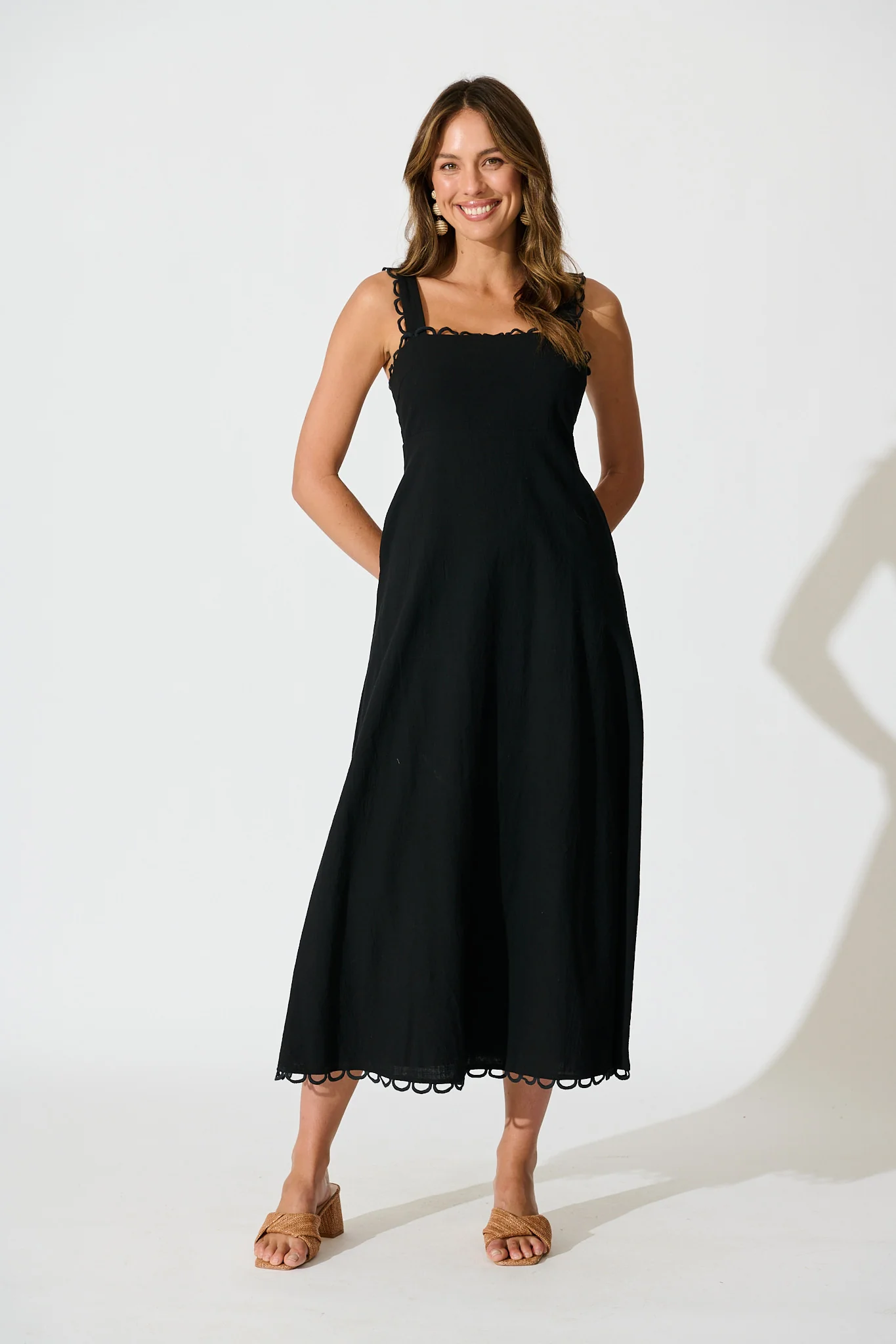 Lauella Maxi Sundress in Black Cotton