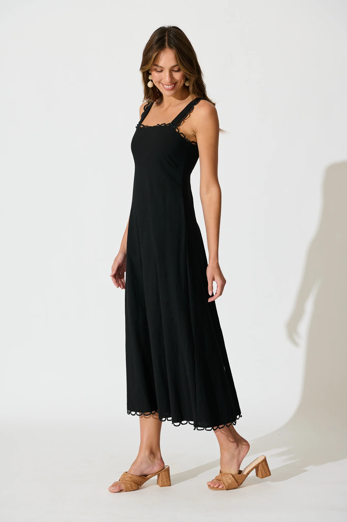 Lauella Maxi Sundress in Black Cotton - Image 3
