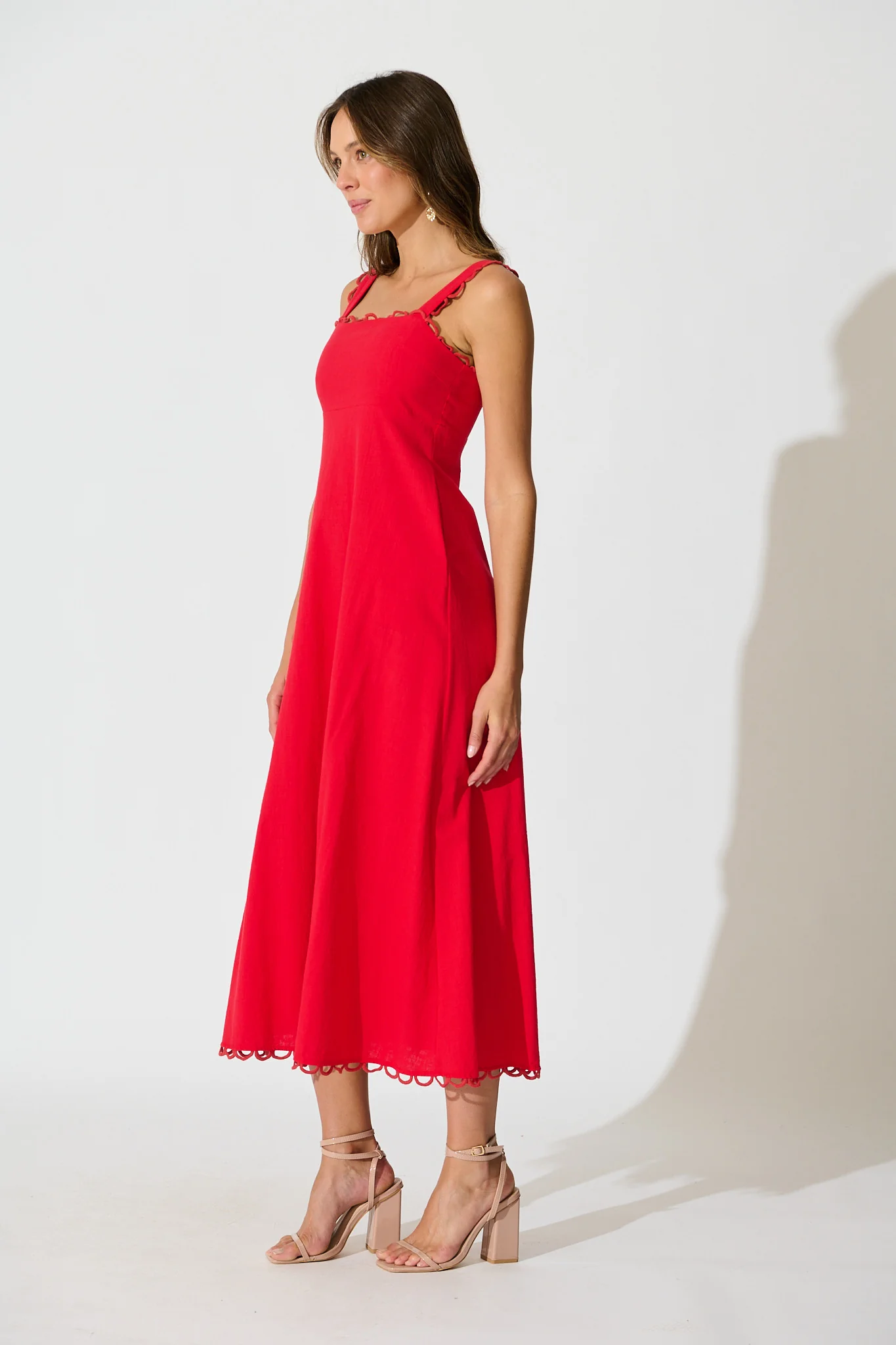 Lauella Maxi Sundress in Red Cotton - Image 3