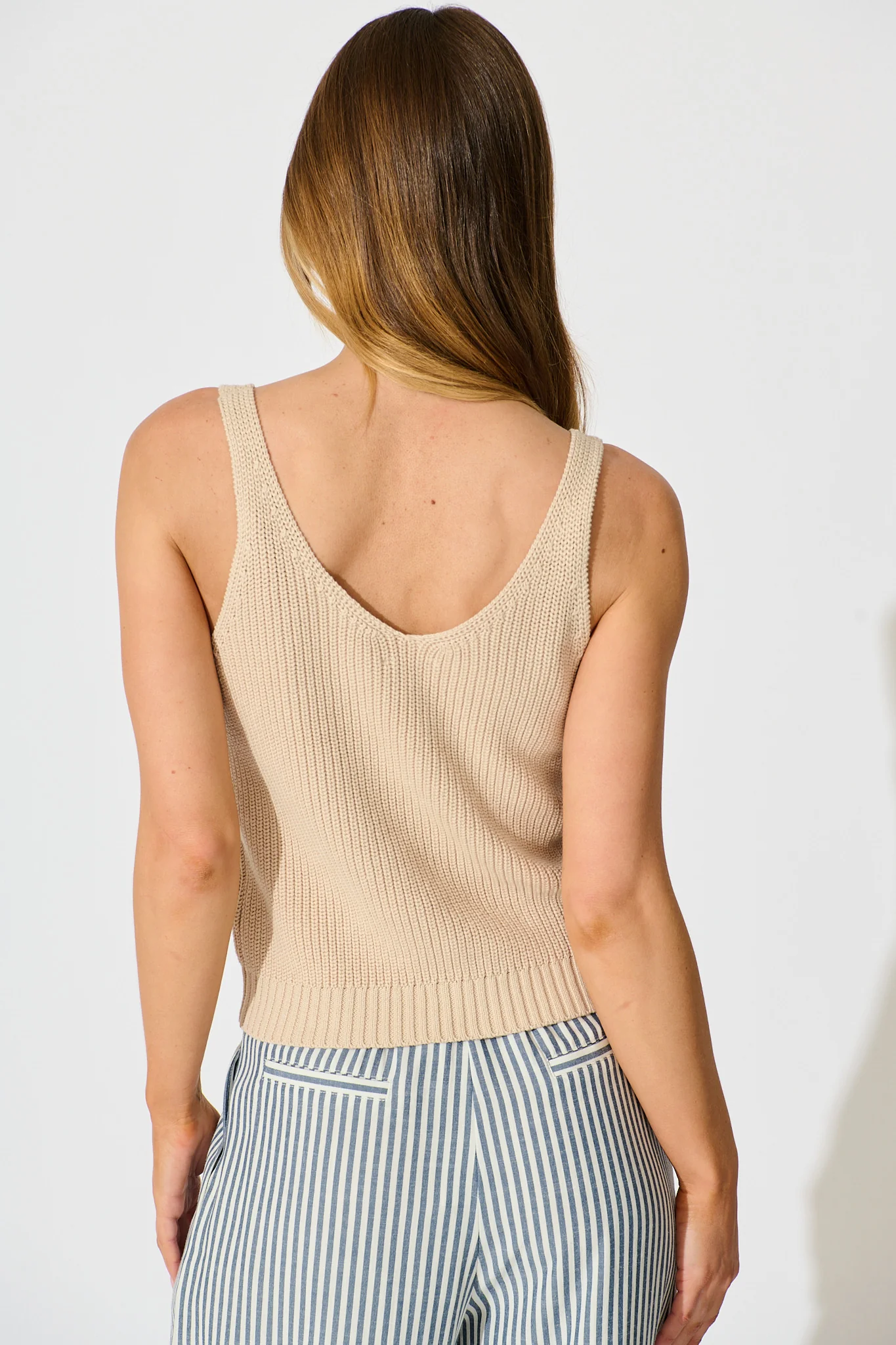 Lauretta Knit Top in Beige Cotton - Image 3