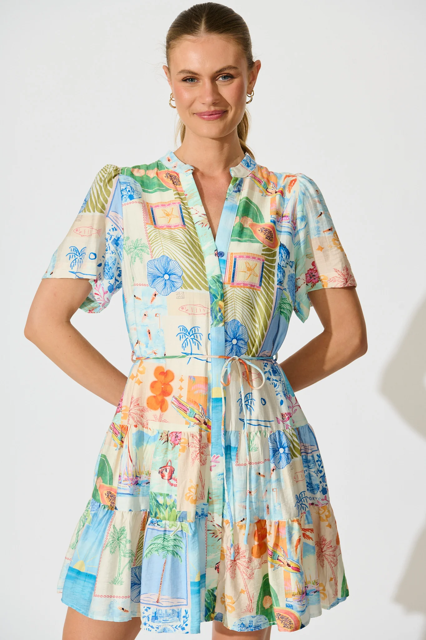 Lavender Dress in Multi Patchwork Summer print - Image 2