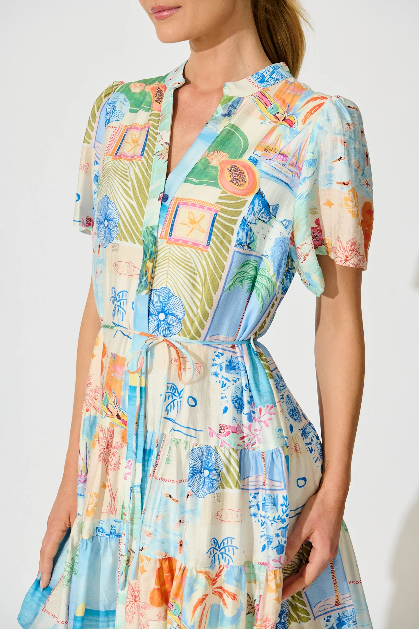 Lavender Dress in Multi Patchwork Summer print - Image 5
