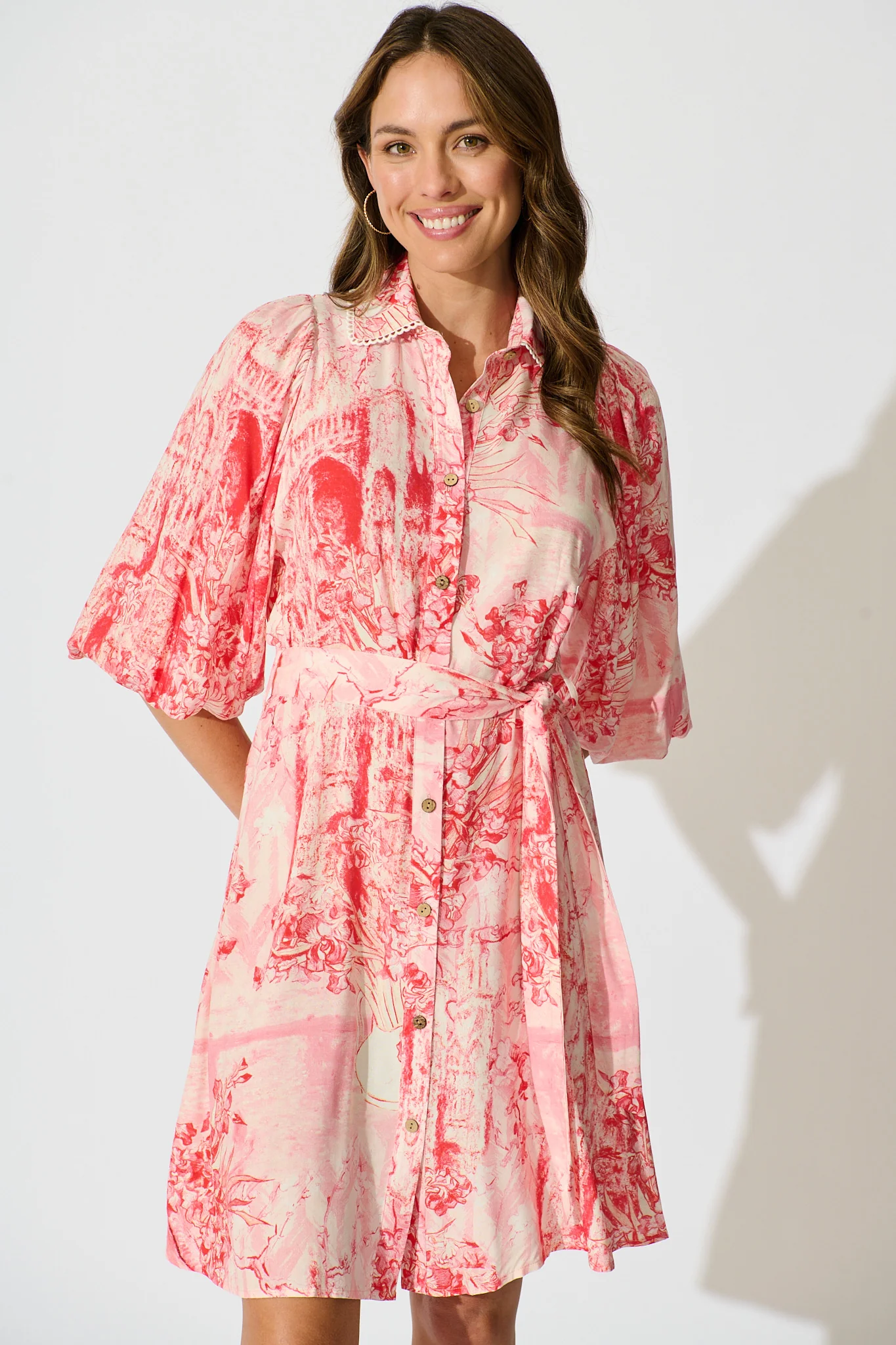 Laverna Shirt Dress in Multi Pink Print - Image 2