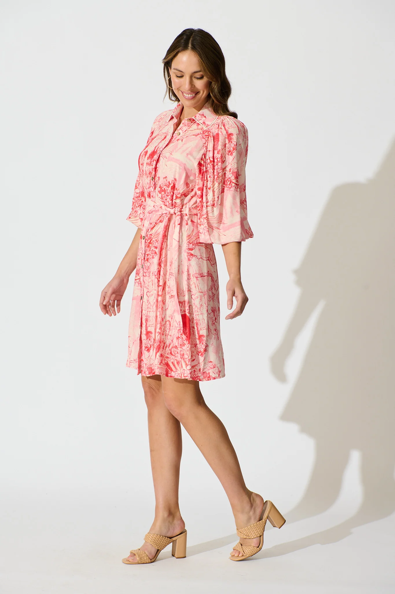 Laverna Shirt Dress in Multi Pink Print - Image 3