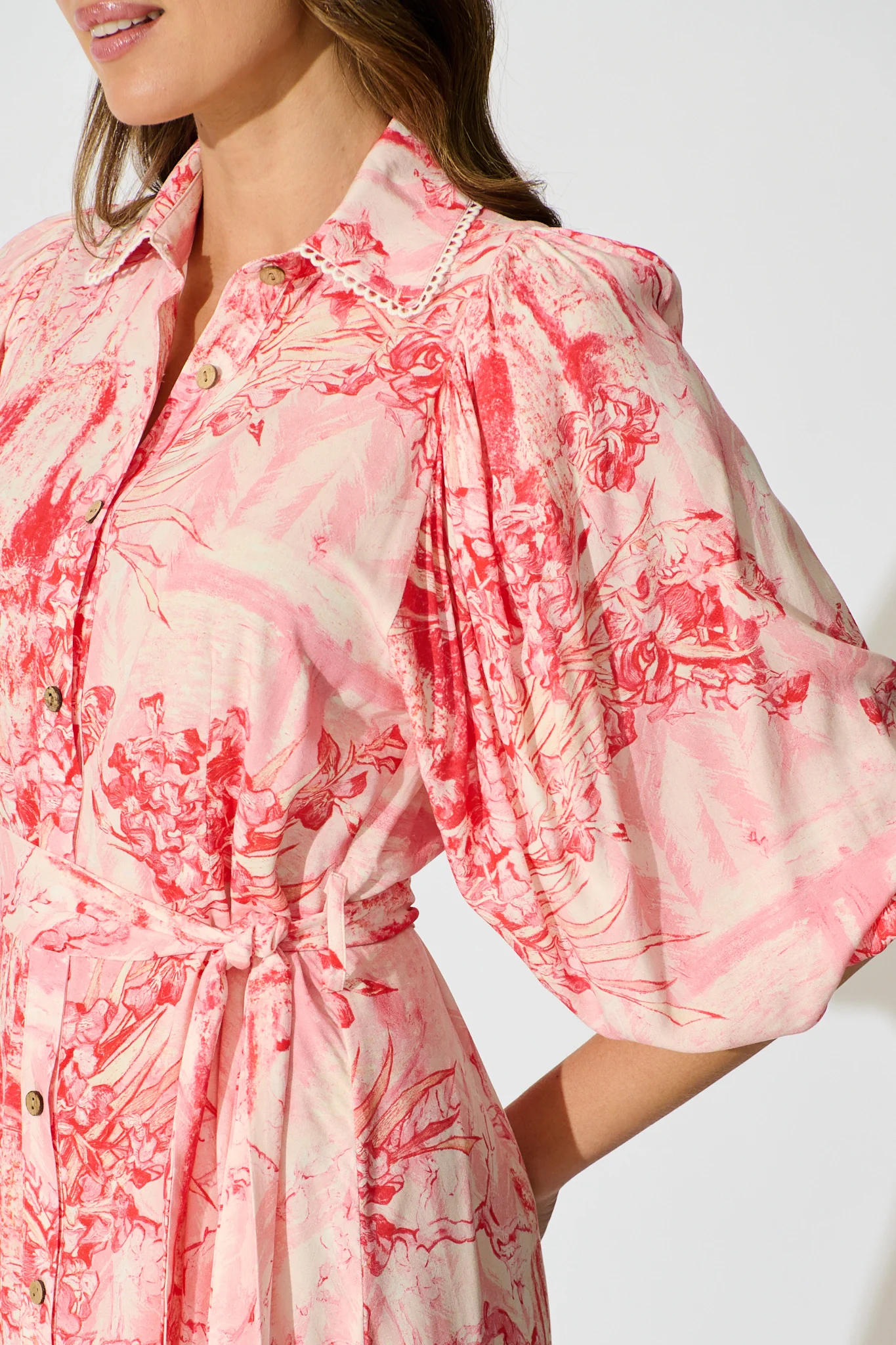 Laverna Shirt Dress in Multi Pink Print - Image 5
