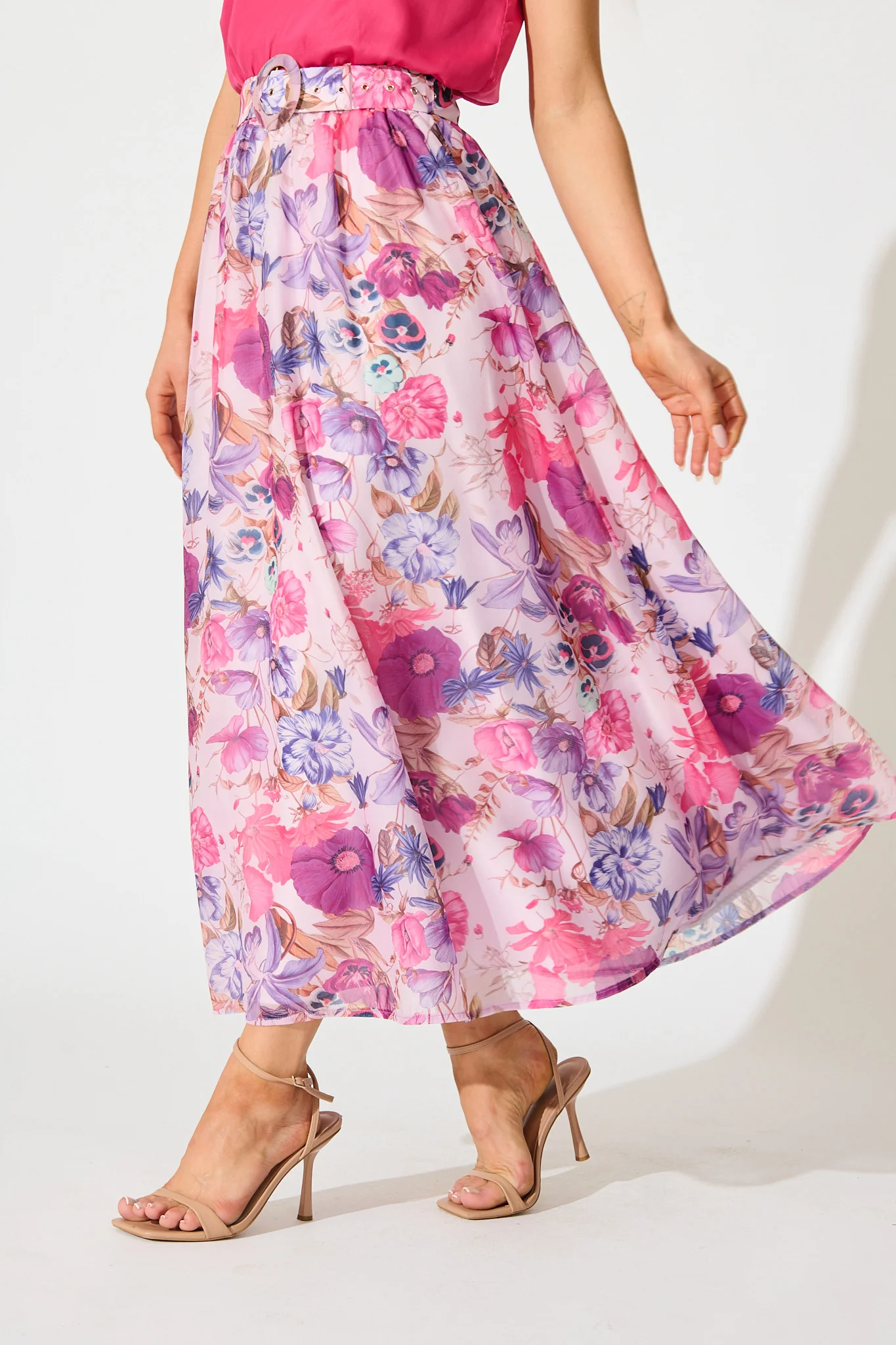 Lavish Luxe Maxi Skirt in Purple Floral Organza - Image 3