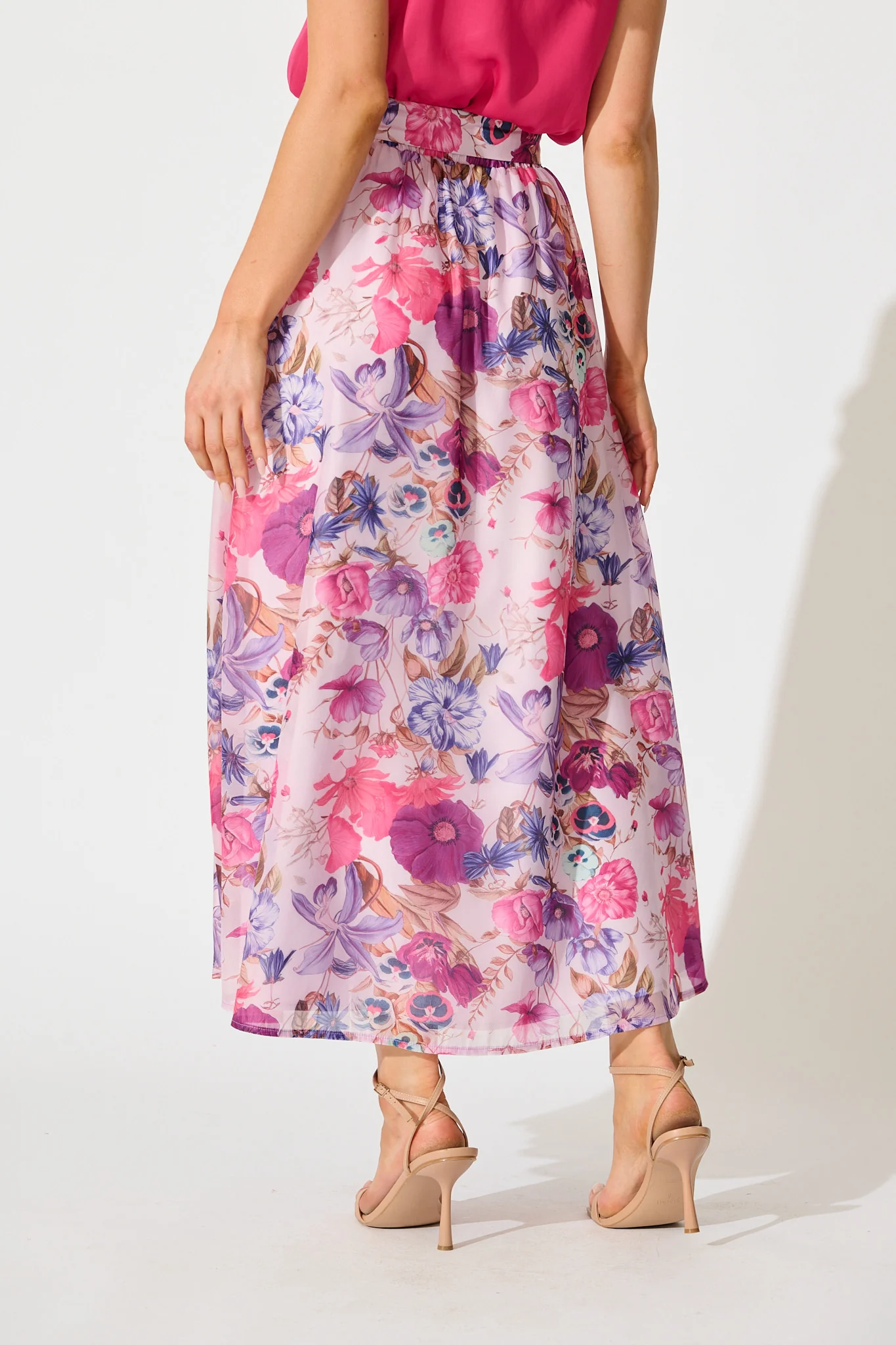 Lavish Luxe Maxi Skirt in Purple Floral Organza - Image 4