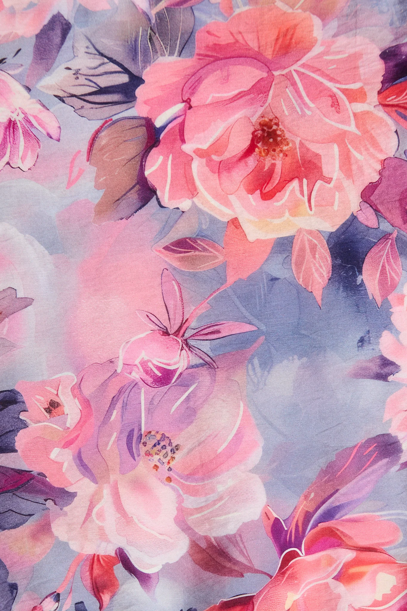 Laylah Midi Dress in Blue with Pink Floral Cotton - Image 6