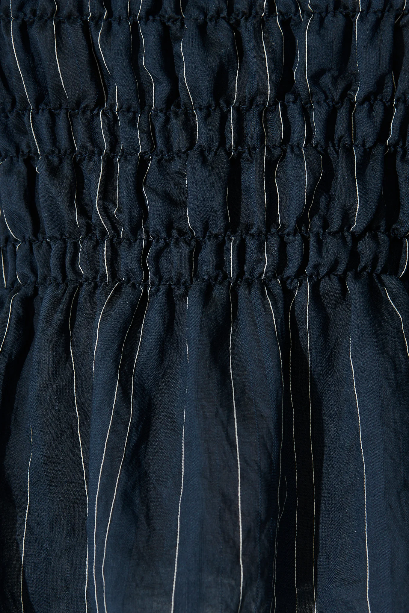 Layne Shirred Top in Navy with White Stripe - Image 6