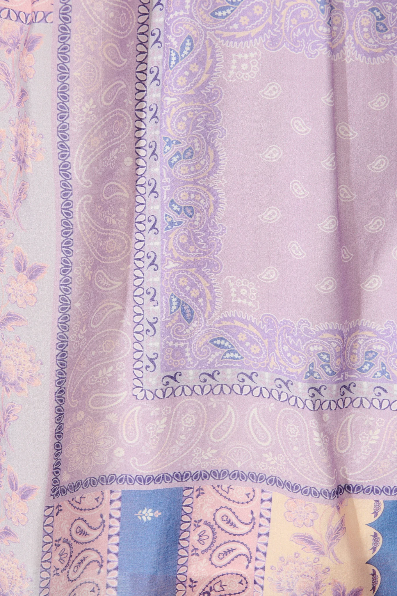 Layton Maxi Shirt Dress in Lilac and Blue Patchwork - Image 6