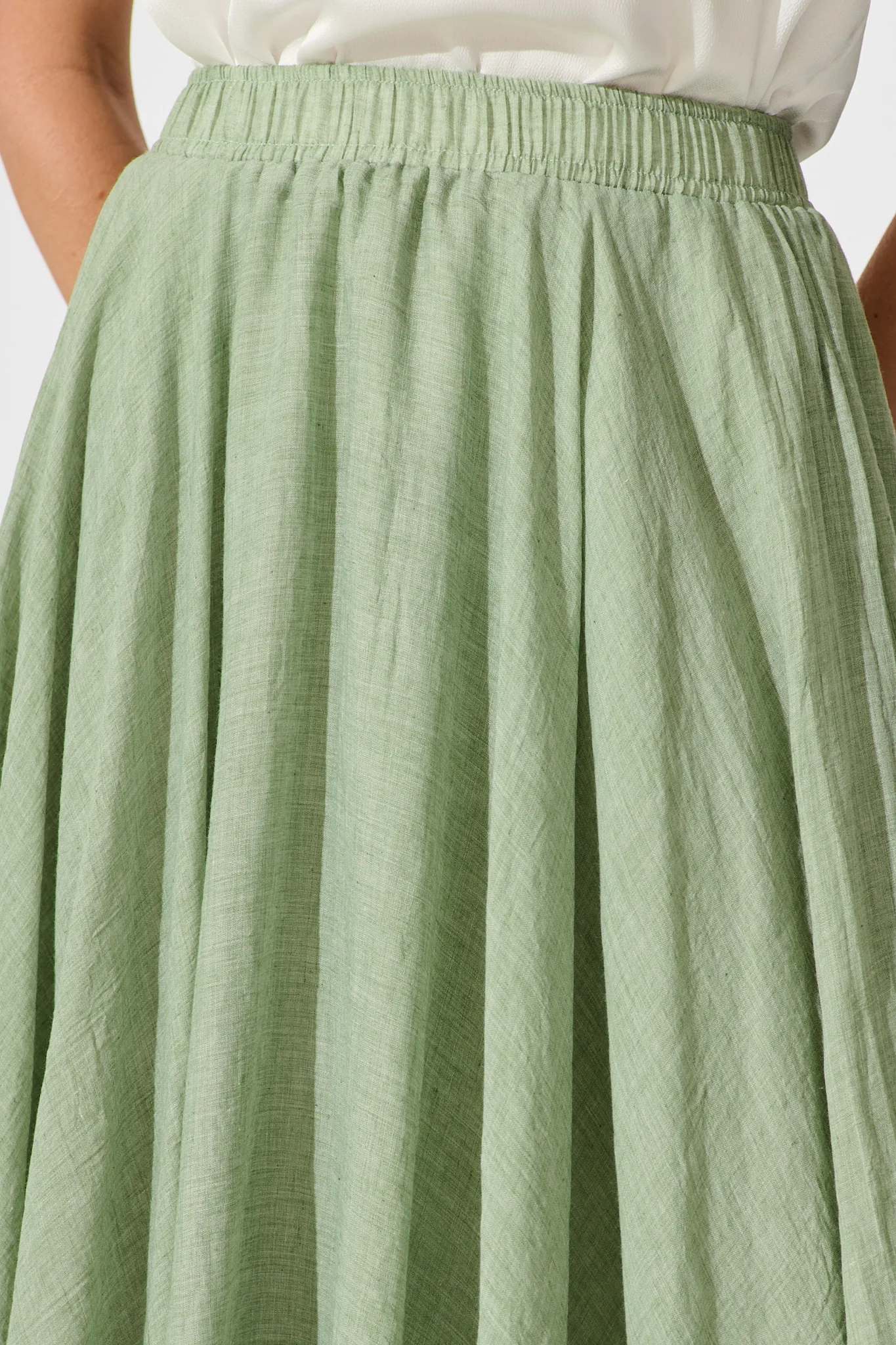 Leora Maxi Skirt in Sage Cotton - Image 5