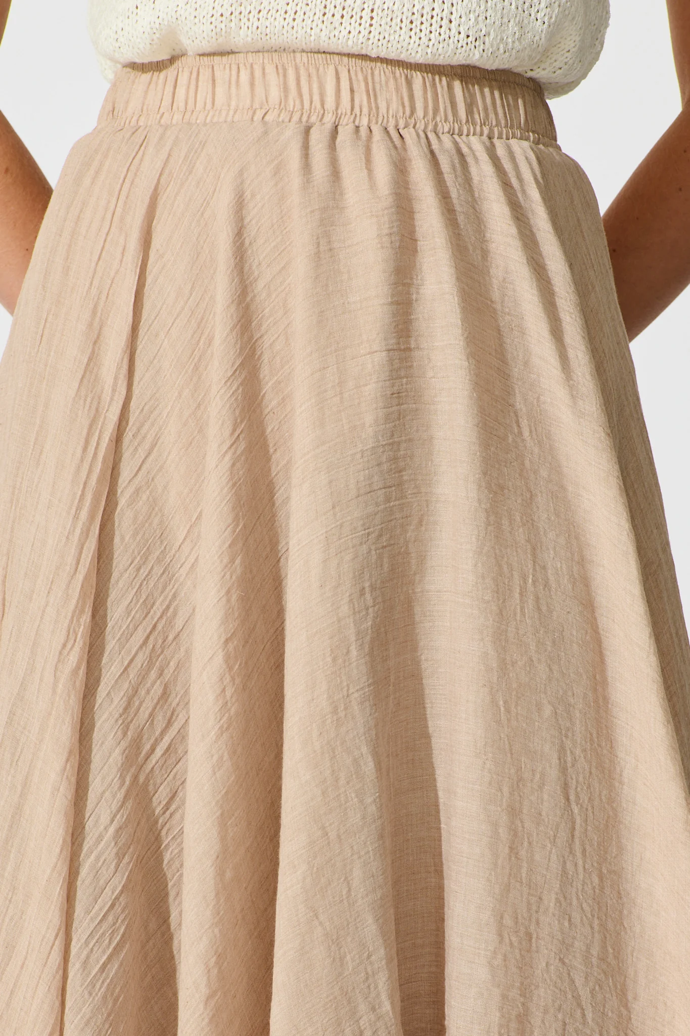 Leora Maxi Skirt in Taupe Cotton - Image 5