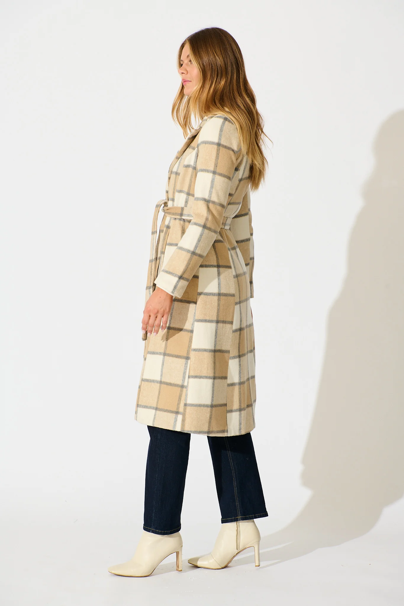 Lexington Coat in in Beige Check - Image 3