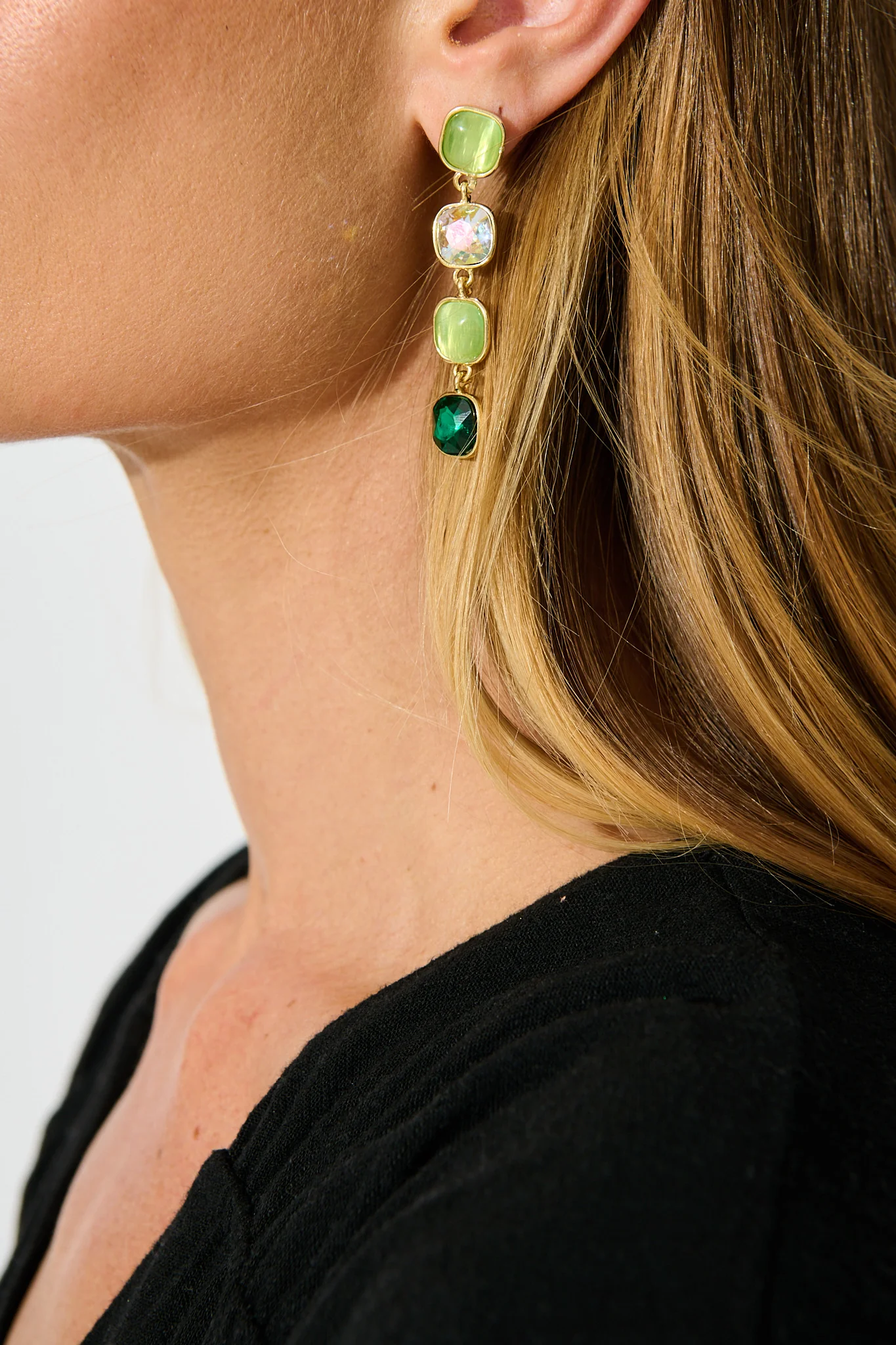 Liana Drop Earrings In Multi Emerald
