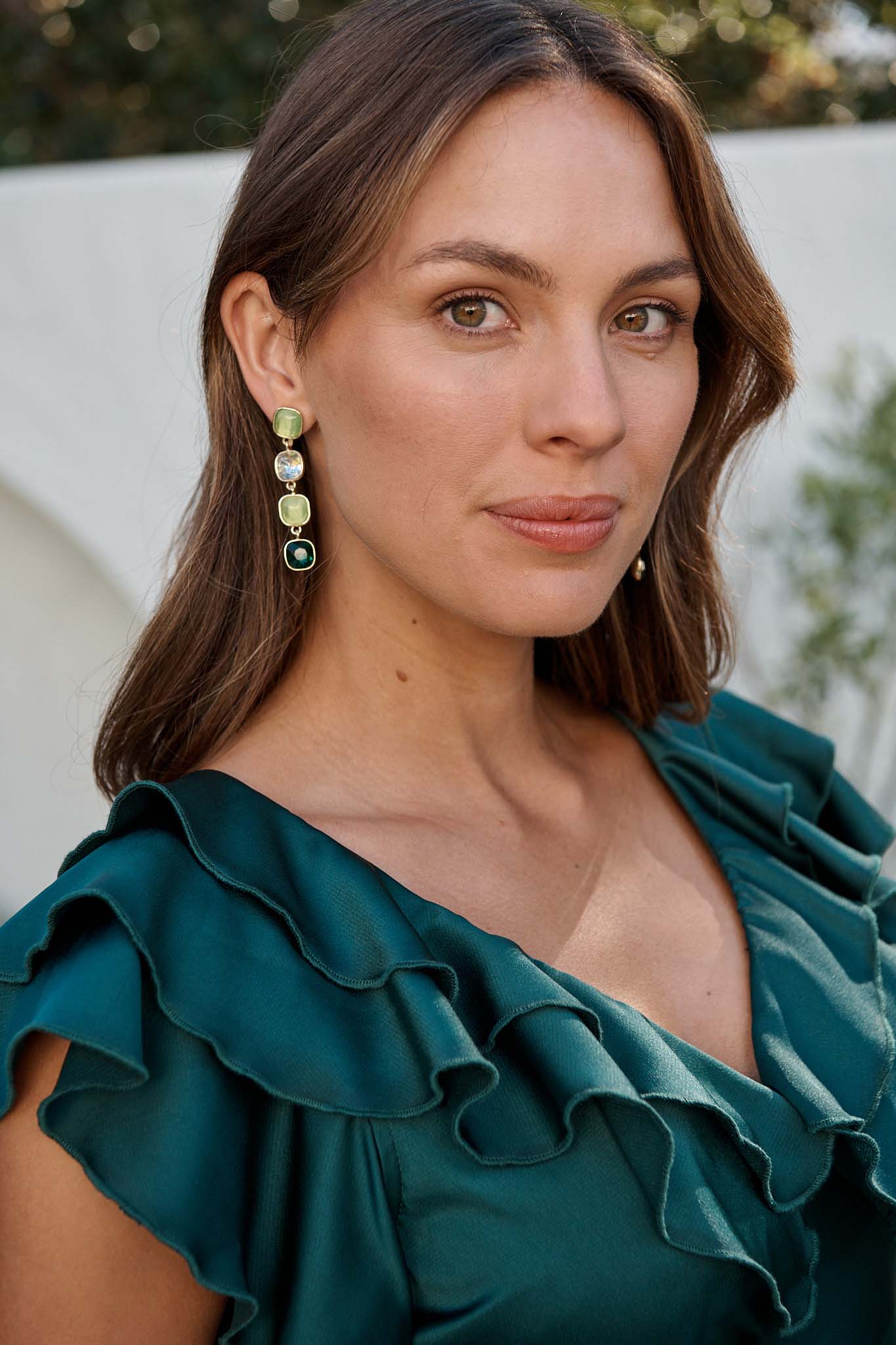 Liana Drop Earrings In Multi Emerald - Image 3
