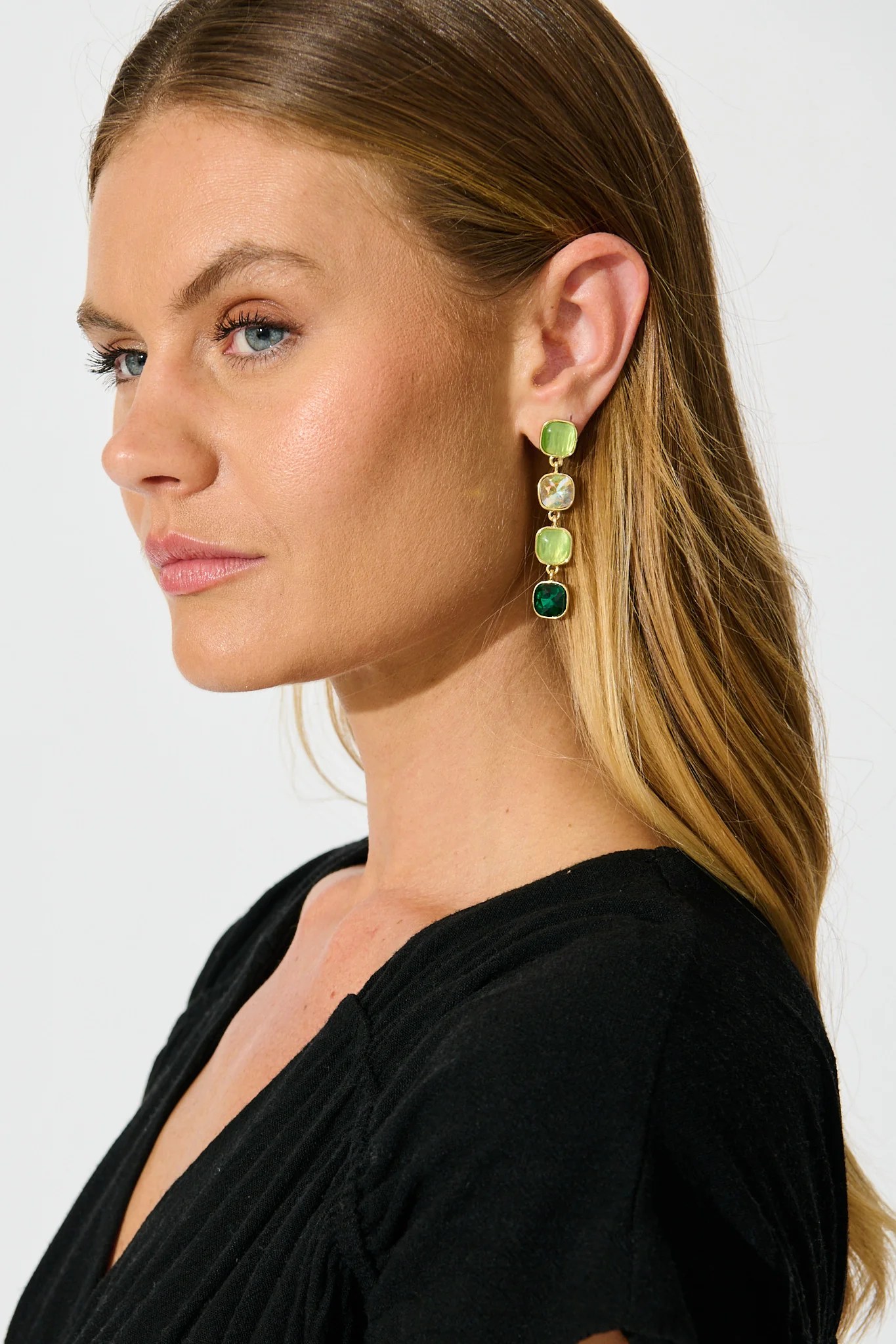Liana Drop Earrings In Multi Emerald - Image 5