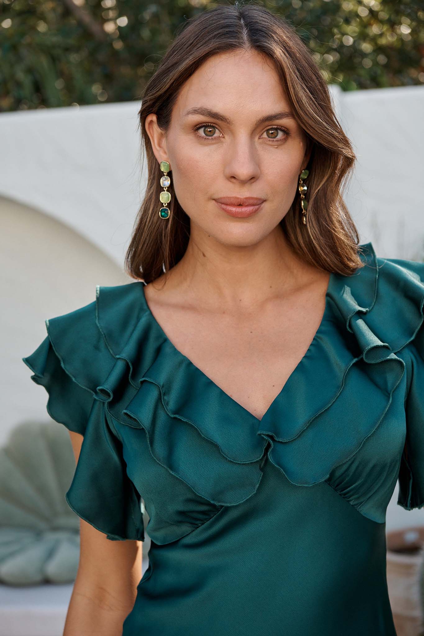 Liana Drop Earrings In Multi Emerald - Image 6